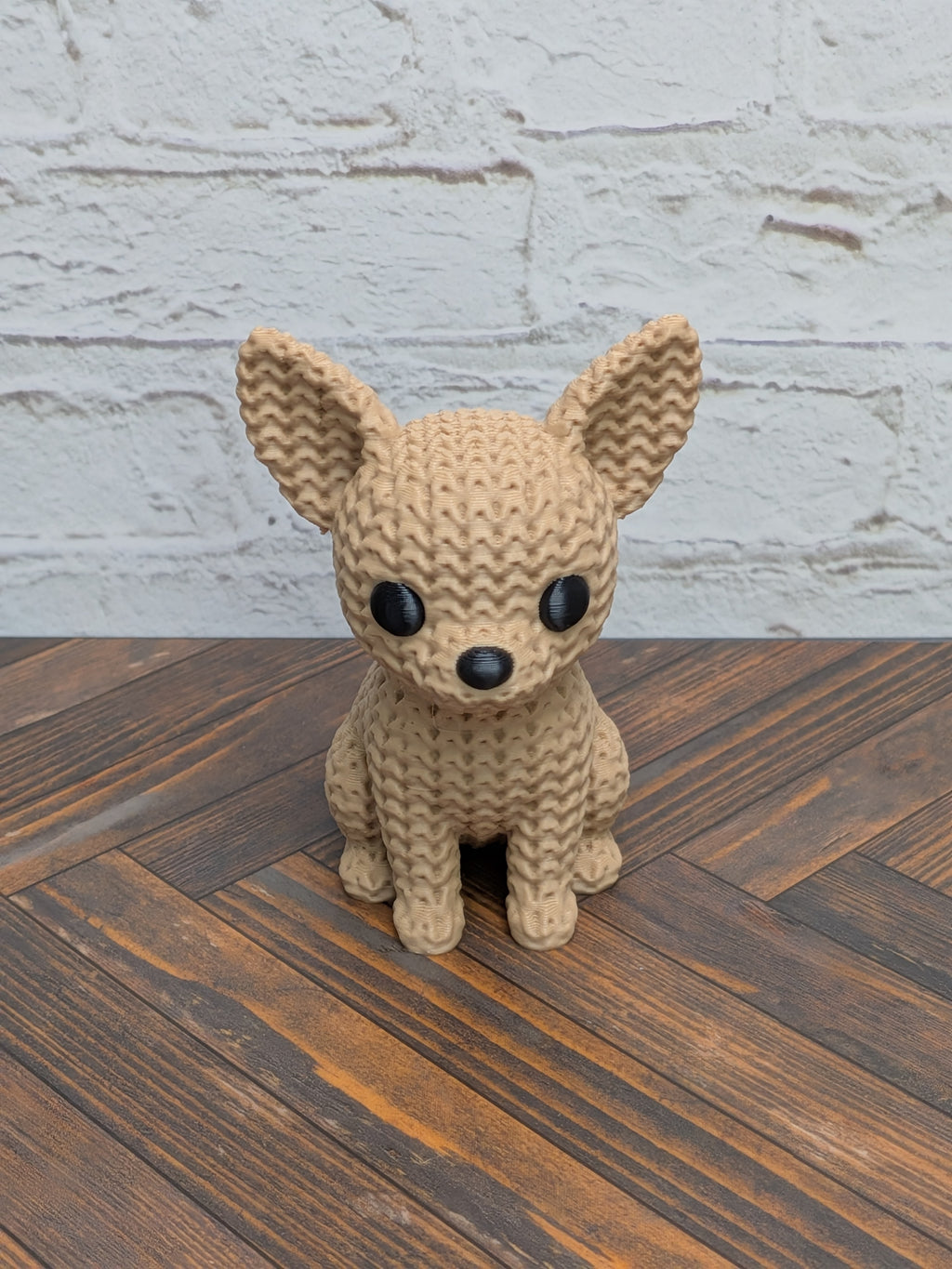 Set 3 Faux Crochet Dog Figurine 3D Printed Knit Texture Dachshund Rottweiler Frenchie