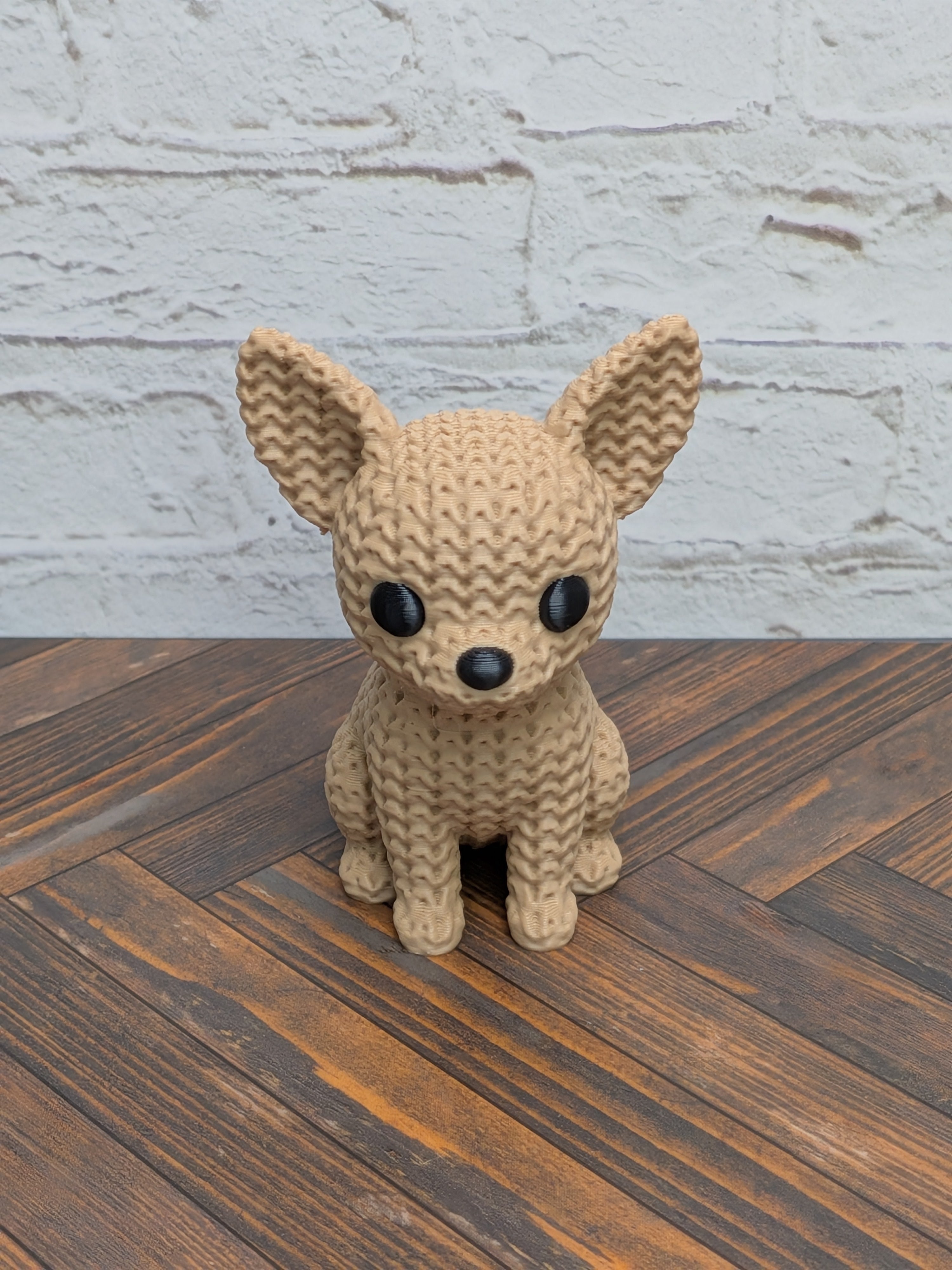 Set 3 Faux Crochet Dog Figurine 3D Printed Knit Texture Dachshund Rottweiler Frenchie