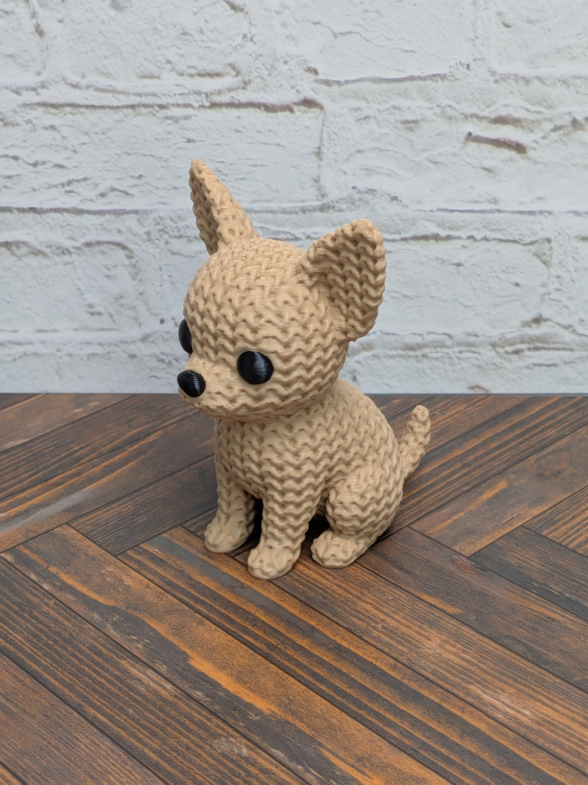 Set 3of3 Faux Crochet Dog Figurine 3D Printed Knit Texture Dachshund Rottweiler Frenchie