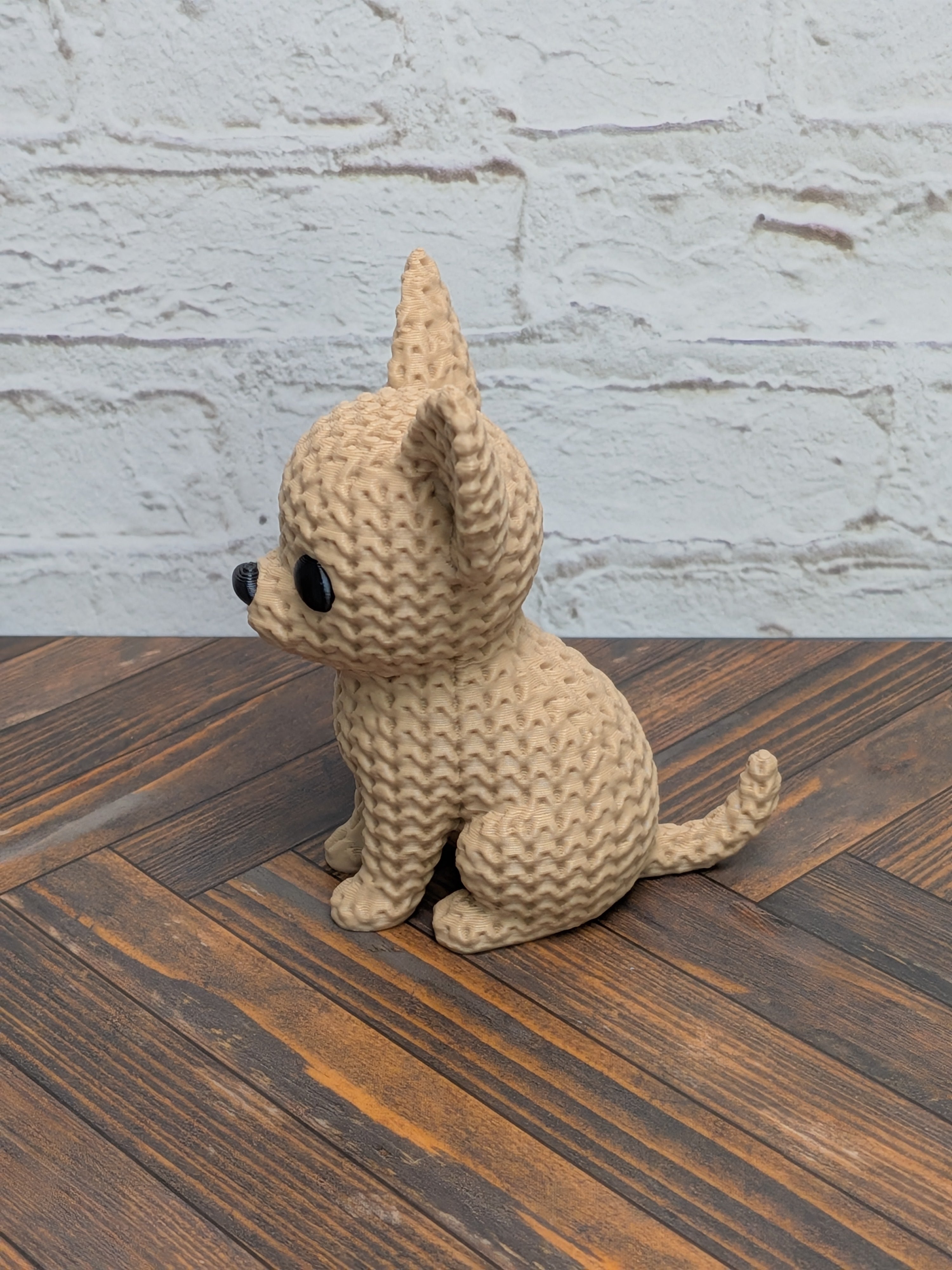 Set 3 Faux Crochet Dog Figurine 3D Printed Knit Texture Dachshund Rottweiler Frenchie