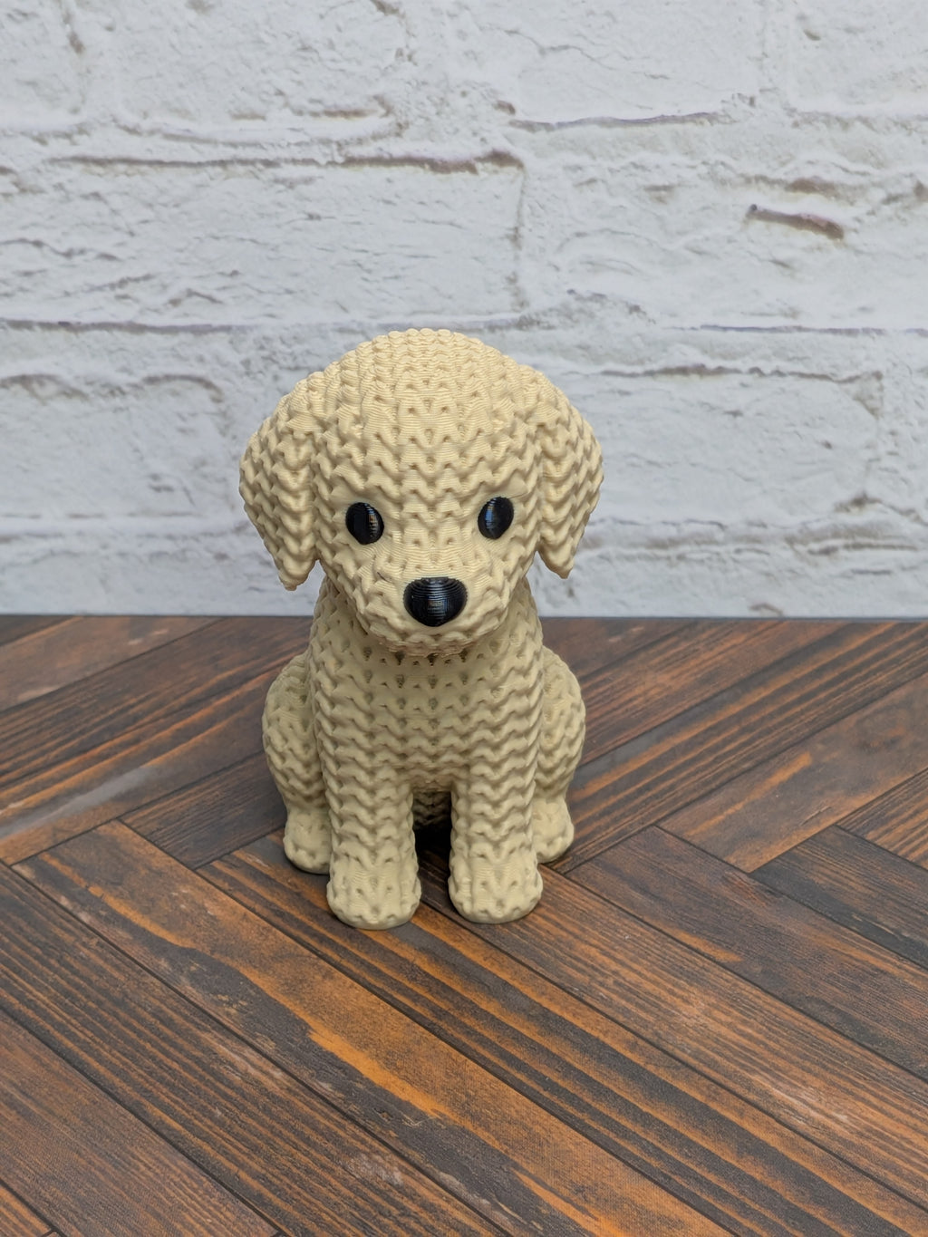 Set 3 Faux Crochet Dog Figurine 3D Printed Knit Texture Dachshund Rottweiler Frenchie