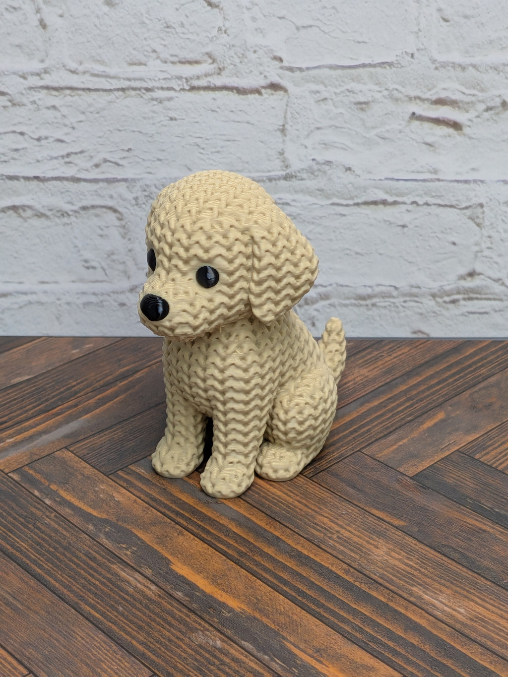 Set 3 Faux Crochet Dog Figurine 3D Printed Knit Texture Dachshund Rottweiler Frenchie