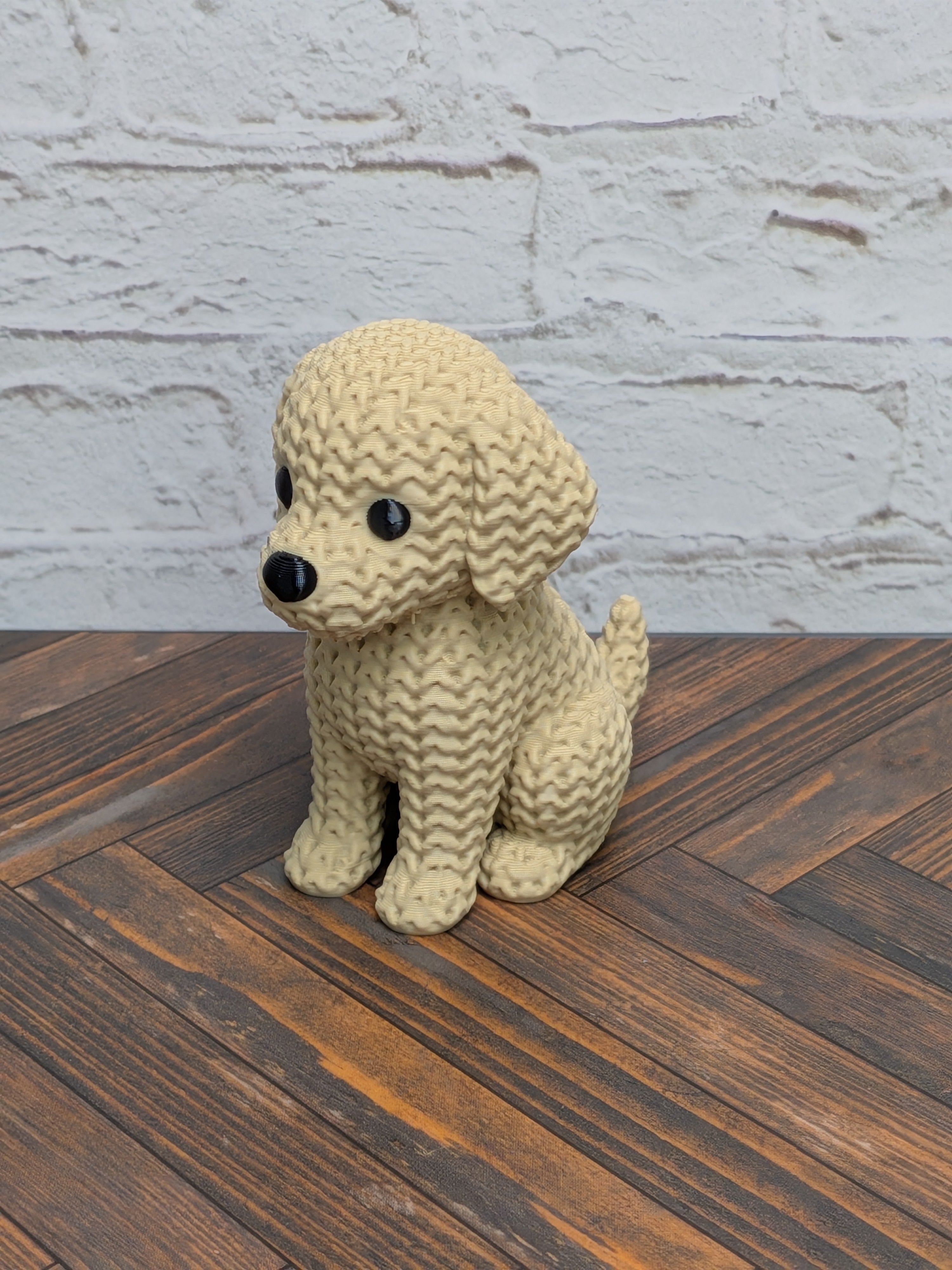 Set 3 Faux Crochet Dog Figurine 3D Printed Knit Texture Dachshund Rottweiler Frenchie