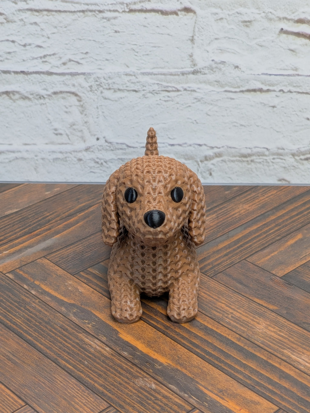Set 3 Faux Crochet Dog Figurine 3D Printed Knit Texture Dachshund Rottweiler Frenchie