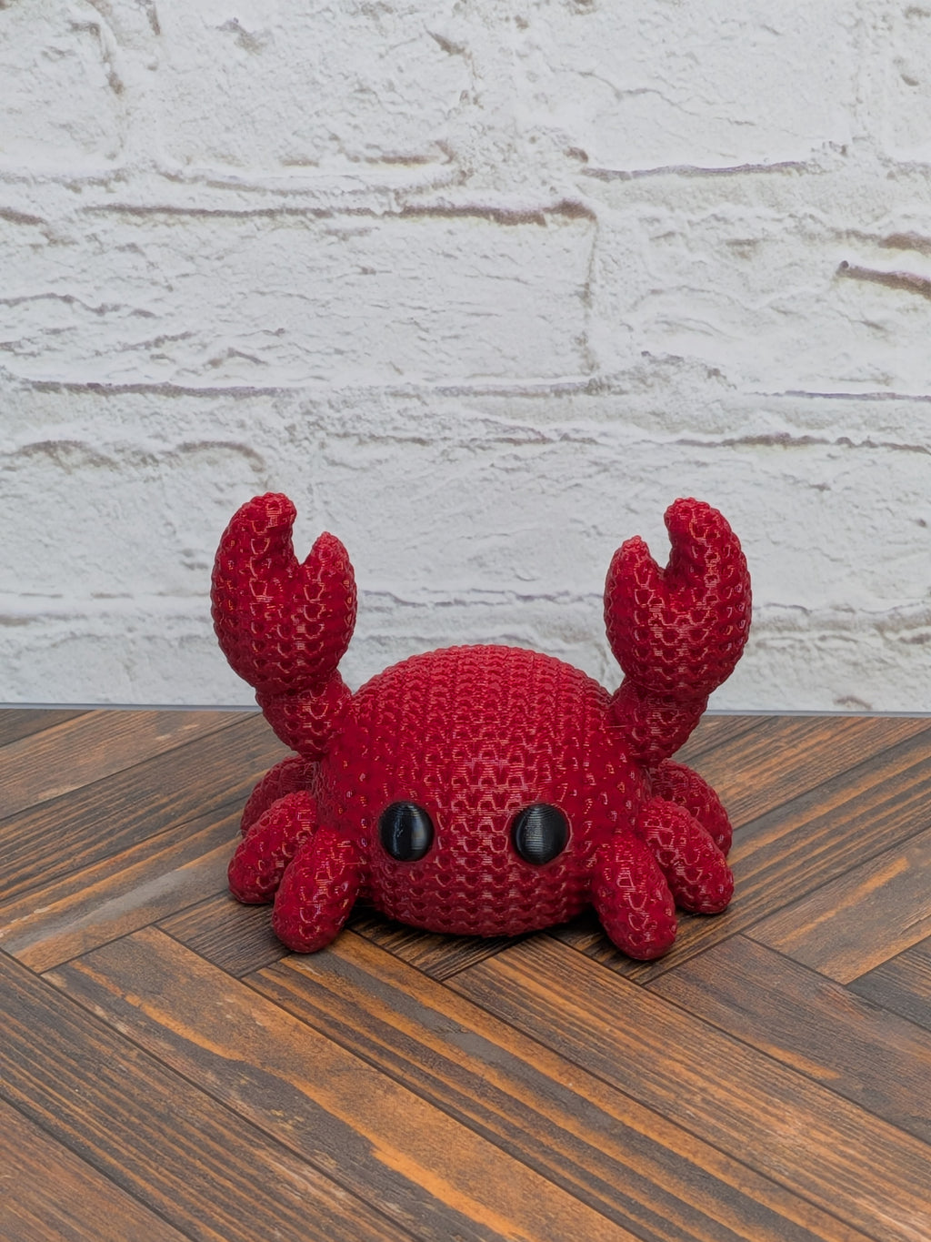 Faux Crochet Crab Figurine 3D Printed Knit Texture Ocean Desk Pet Decor