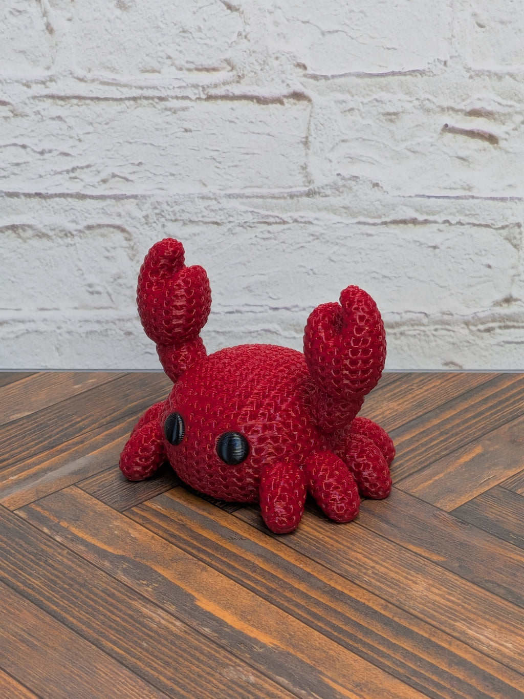 Faux Crochet Crab Figurine 3D Printed Knit Texture Ocean Desk Pet Decor