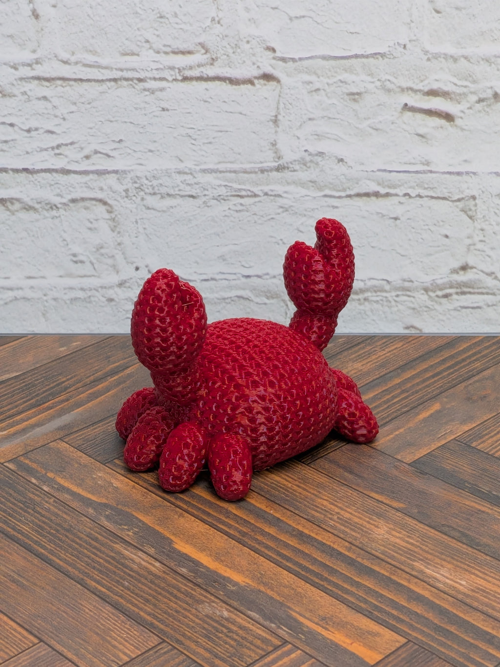 Faux Crochet Crab Figurine 3D Printed Knit Texture Ocean Desk Pet Decor