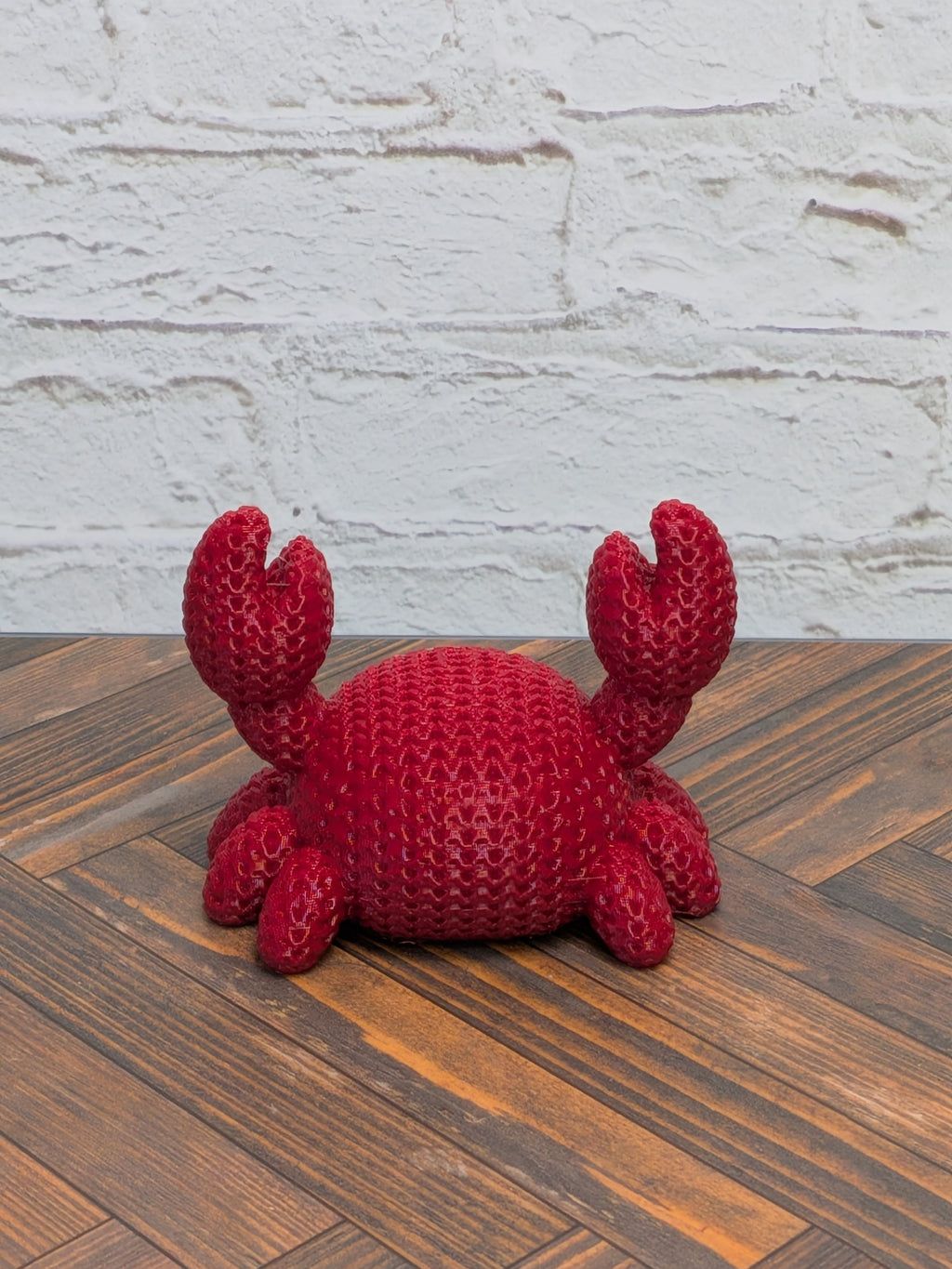 Faux Crochet Crab Figurine 3D Printed Knit Texture Ocean Desk Pet Decor