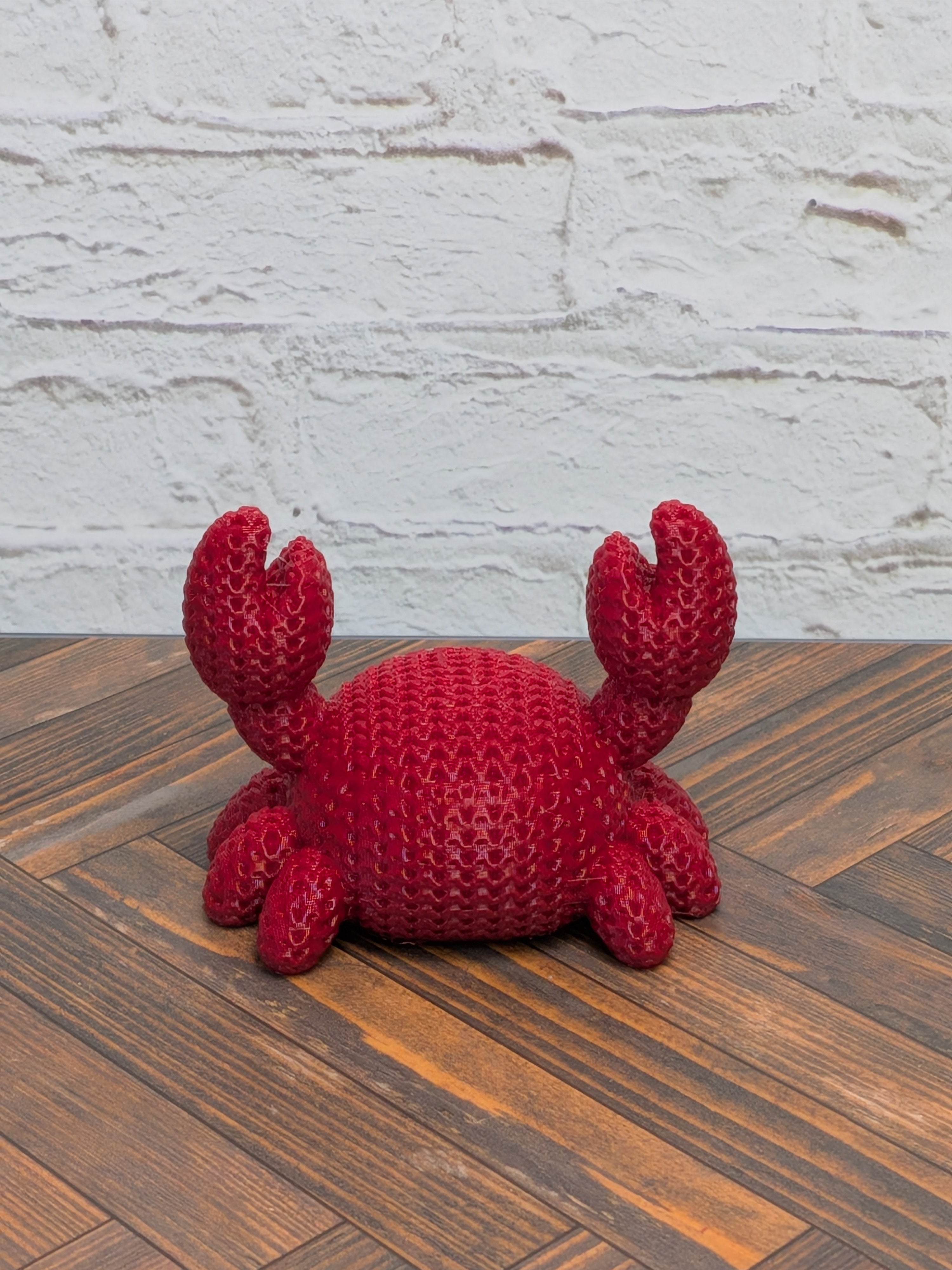 Faux Crochet Crab Figurine 3D Printed Knit Texture Ocean Desk Pet Decor