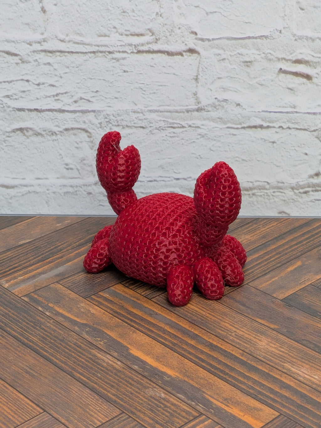 Faux Crochet Crab Figurine 3D Printed Knit Texture Ocean Desk Pet Decor