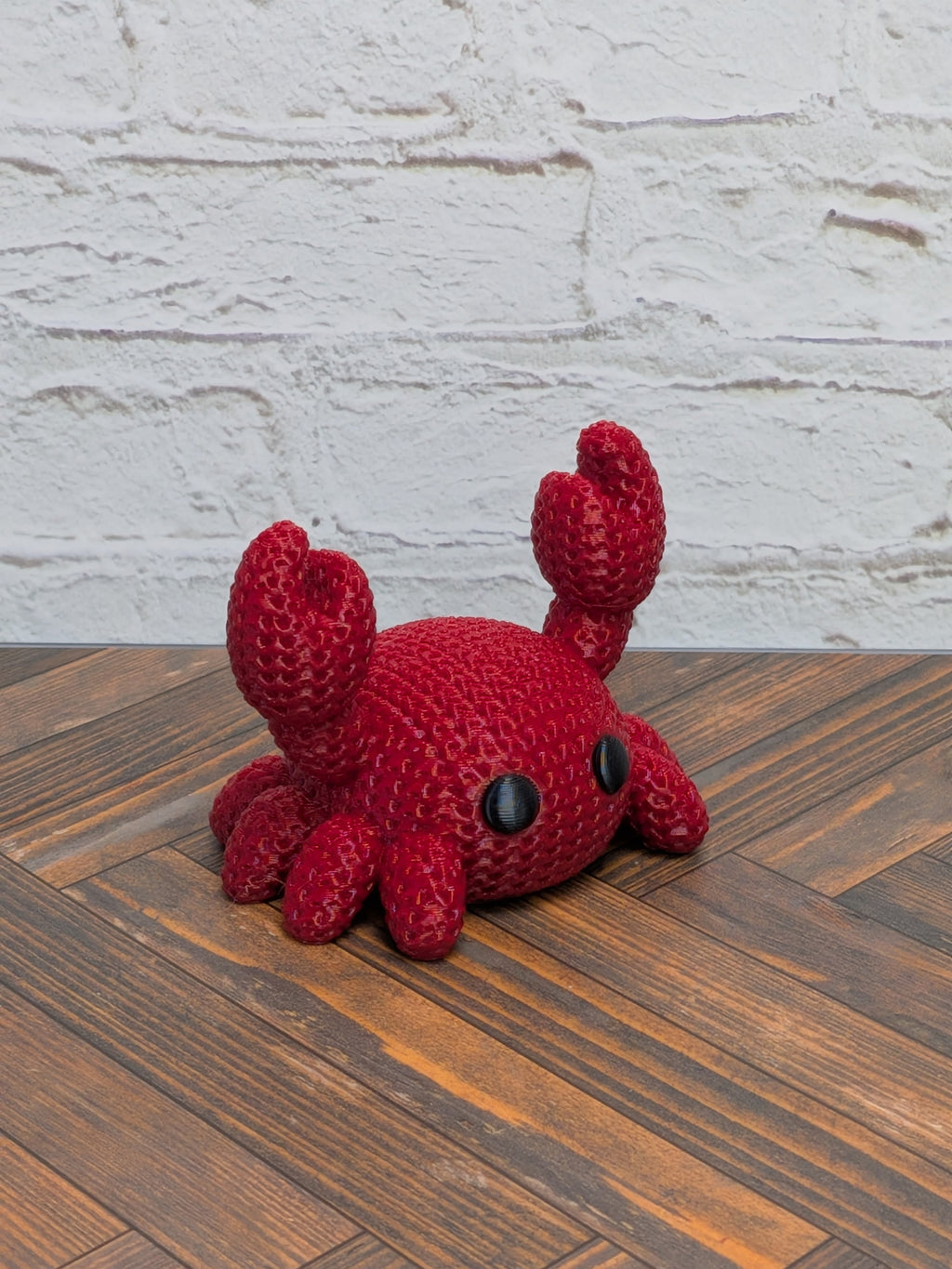 Faux Crochet Crab Figurine 3D Printed Knit Texture Ocean Desk Pet Decor