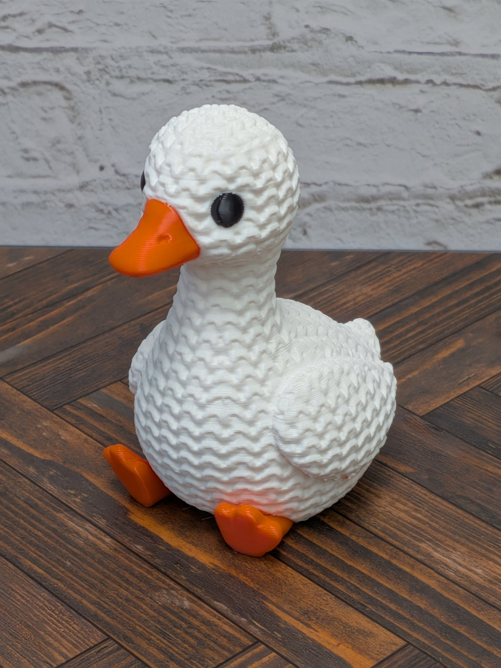 Faux Crochet Goose Figurine 3D Printed Knit Texture Farmhouse Desk Pet Decor