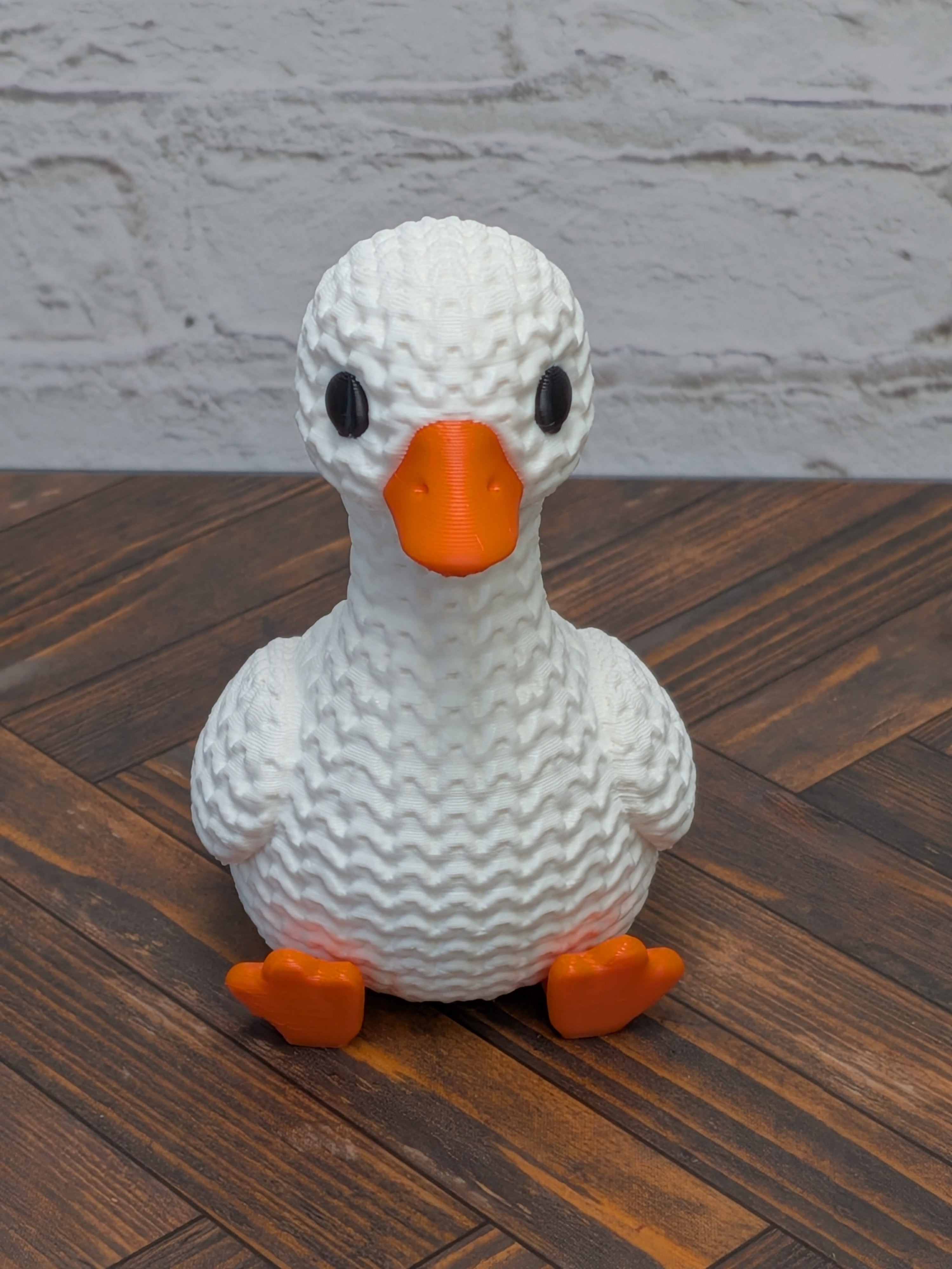 Faux Crochet Goose Figurine 3D Printed Knit Texture Farmhouse Desk Pet Decor