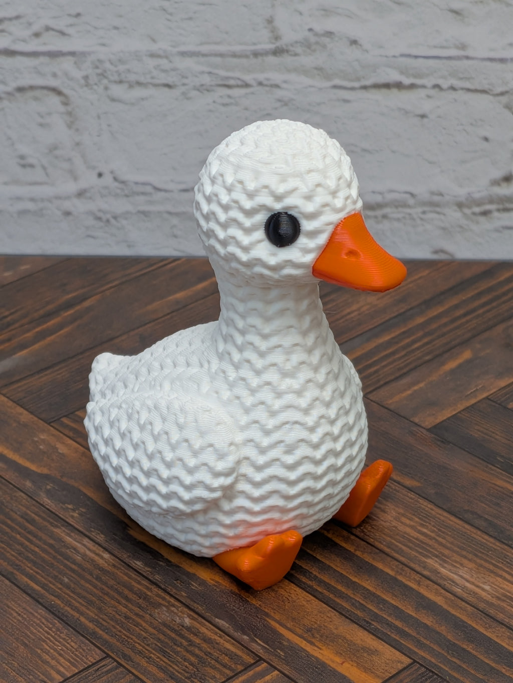 Faux Crochet Goose Figurine 3D Printed Knit Texture Farmhouse Desk Pet Decor