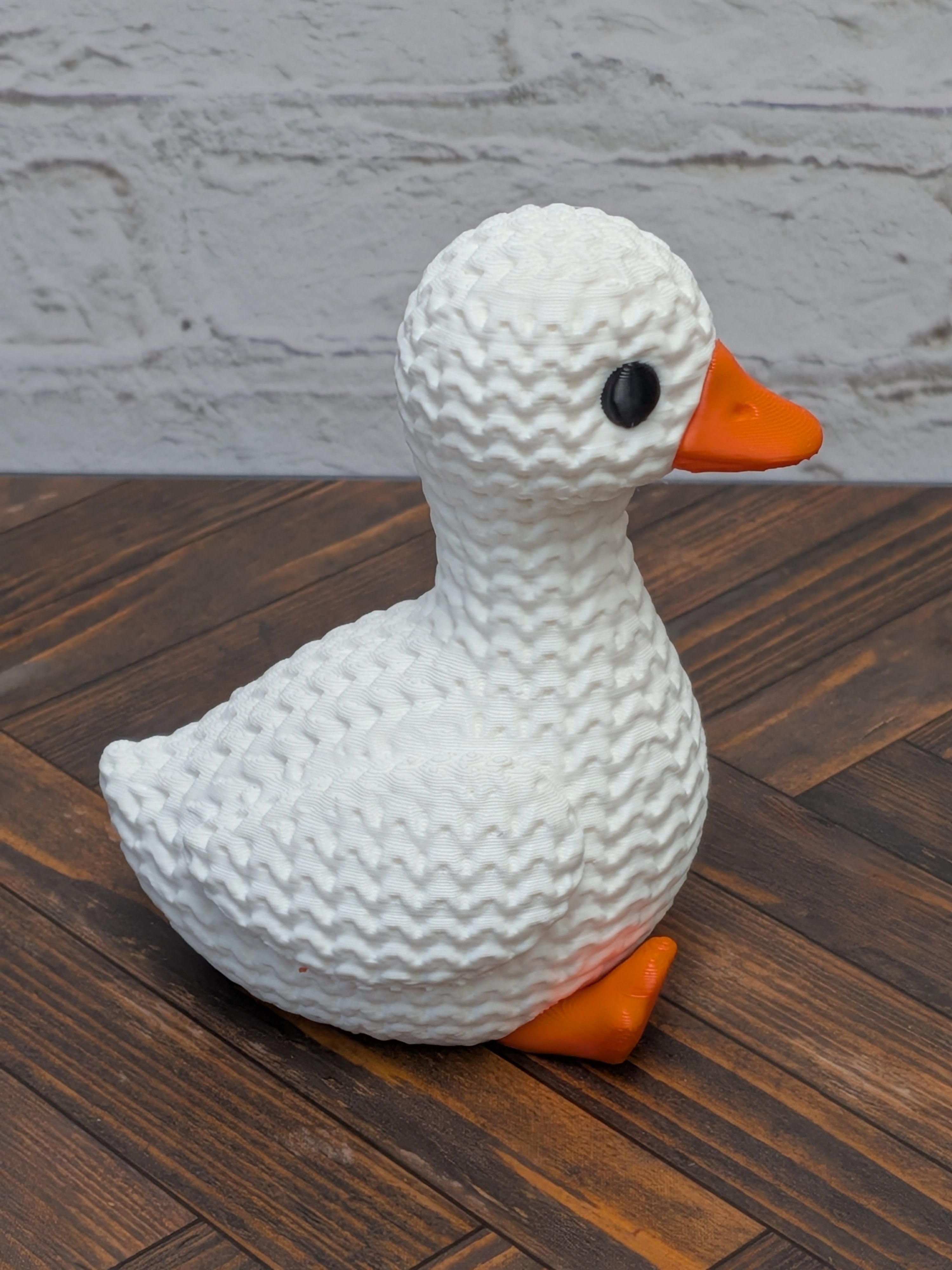 Faux Crochet Goose Figurine 3D Printed Knit Texture Farmhouse Desk Pet Decor