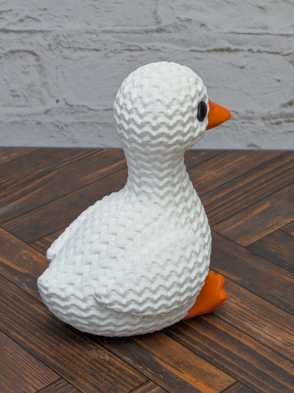 Faux Crochet Goose Figurine 3D Printed Knit Texture Farmhouse Desk Pet Decor