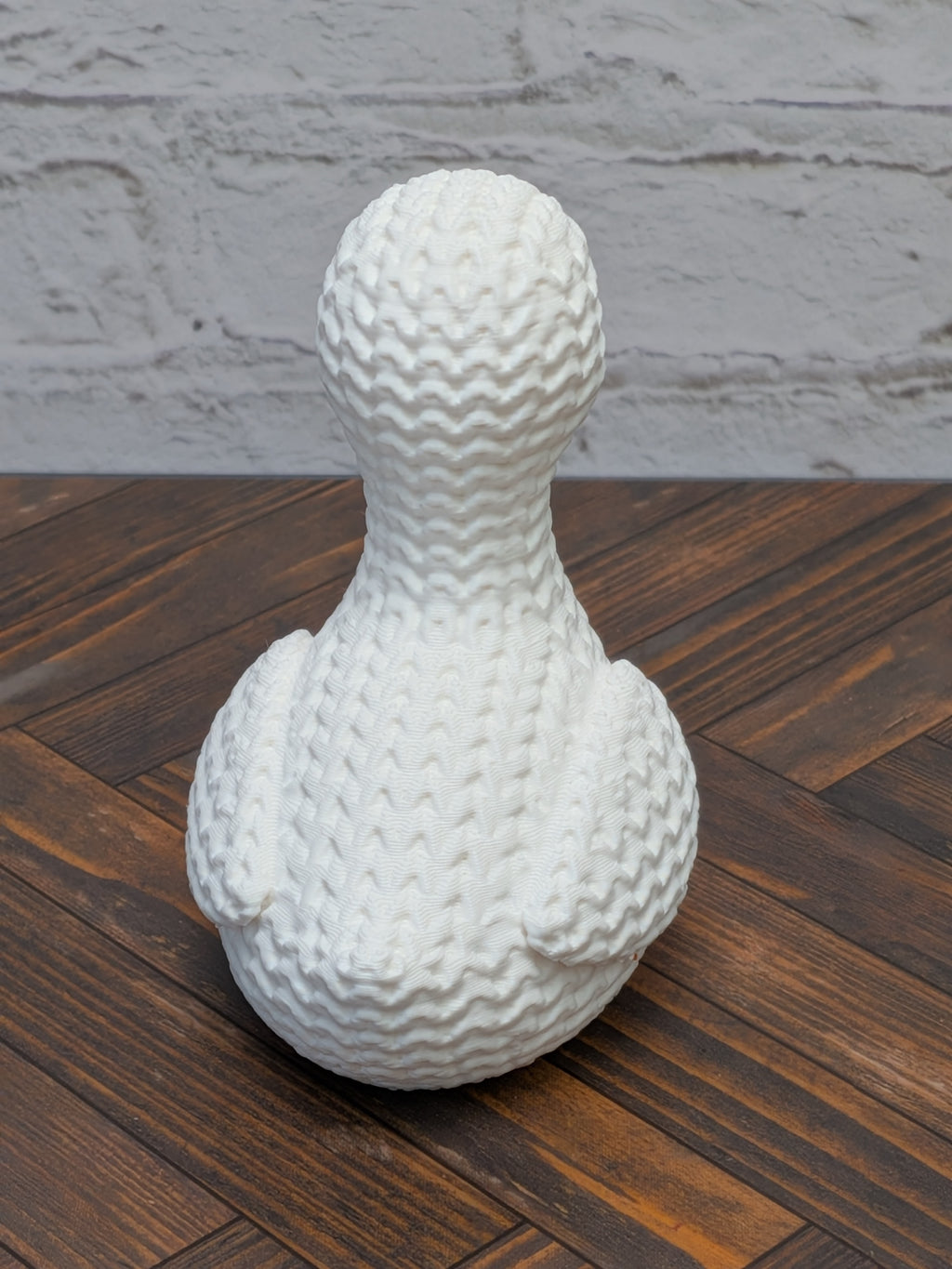 Faux Crochet Goose Figurine 3D Printed Knit Texture Farmhouse Desk Pet Decor