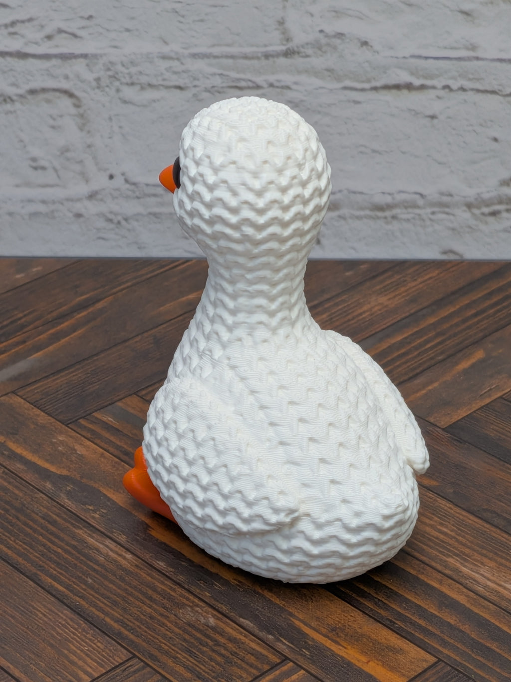 Faux Crochet Goose Figurine 3D Printed Knit Texture Farmhouse Desk Pet Decor