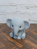 Faux Crochet Elephant Figurine 3D Printed Knit Texture Safari Desk Pet Decor