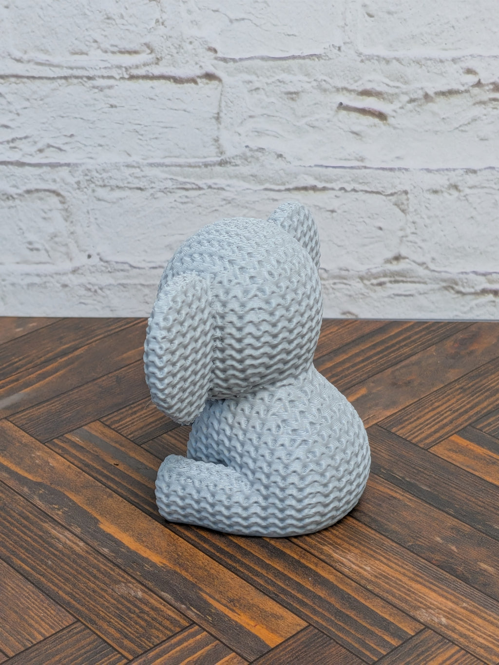 Faux Crochet Elephant Figurine 3D Printed Knit Texture Safari Desk Pet Decor