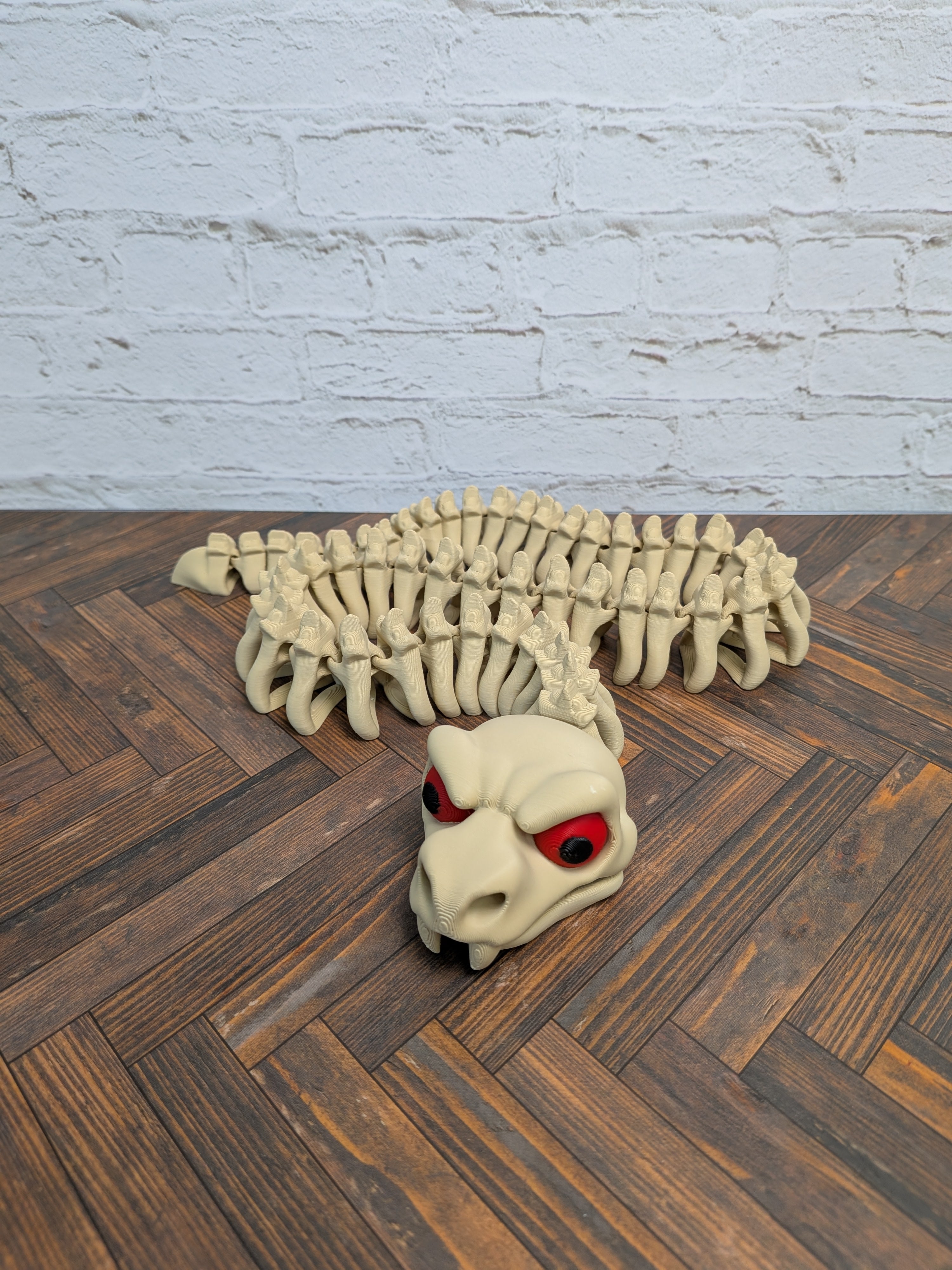 23 Inch Snake Skeleton Fidget Toy 3D Printed Articulated Viper Bone Desk Decor