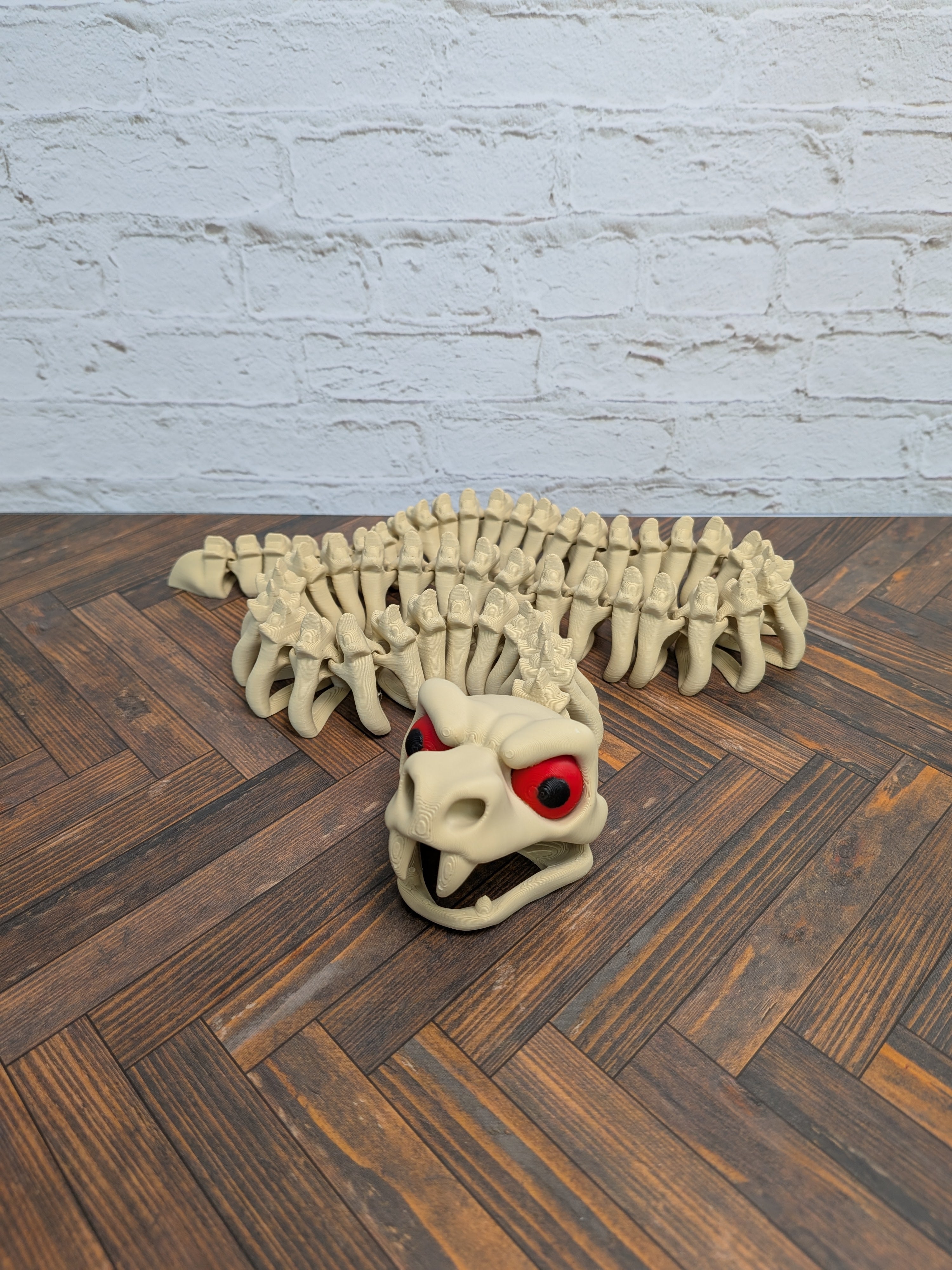 23 Inch Snake Skeleton Fidget Toy 3D Printed Articulated Viper Bone Desk Decor