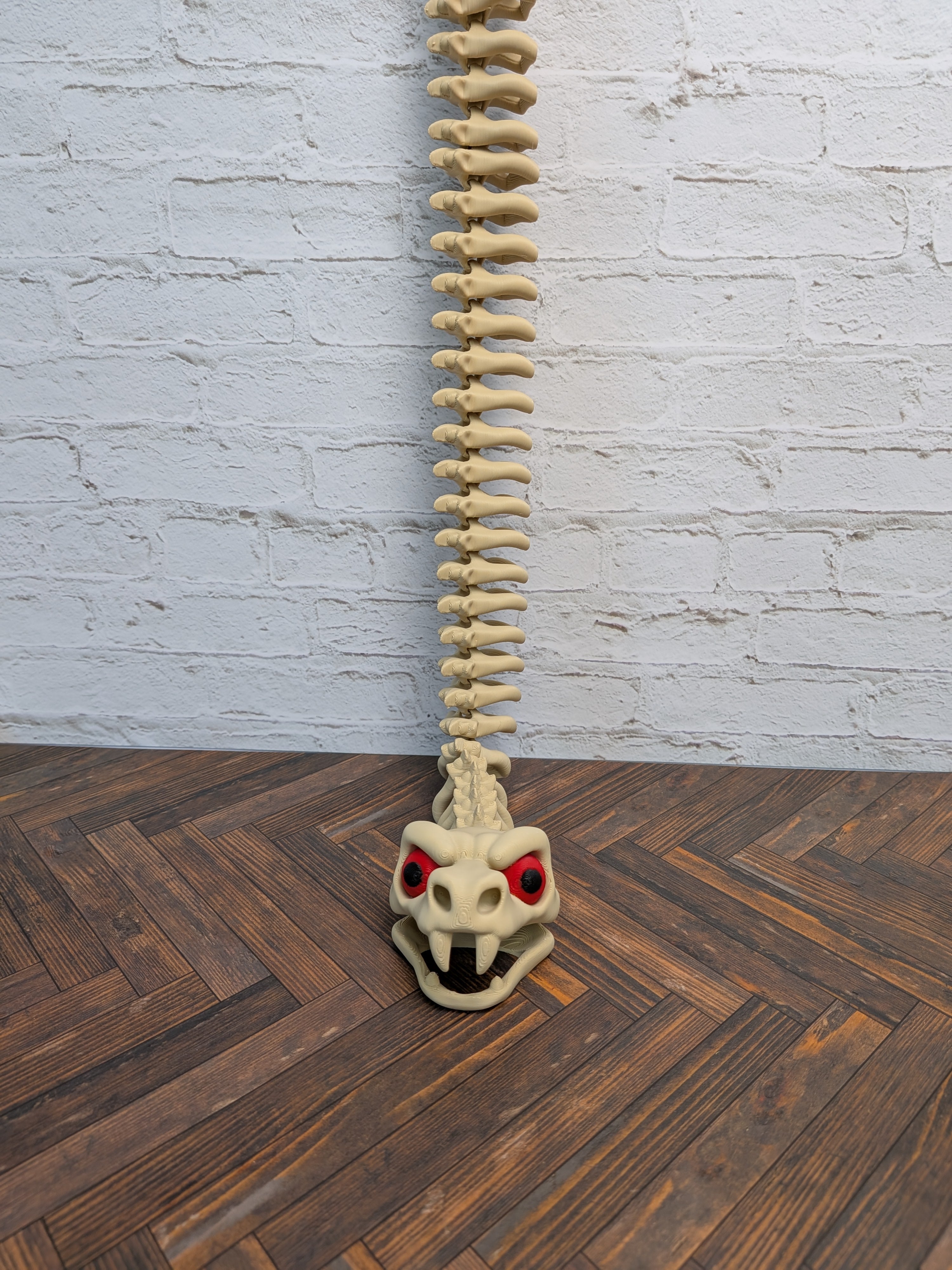 23 Inch Snake Skeleton Fidget Toy 3D Printed Articulated Viper Bone Desk Decor
