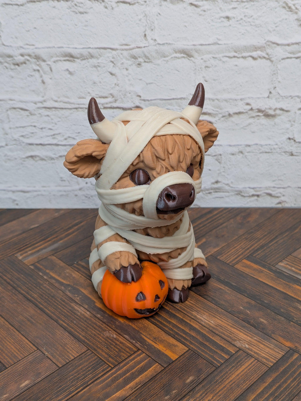 Mummy Highland Cow Figurine Udderly Dead Series 3D Printed Halloween Desk Pet