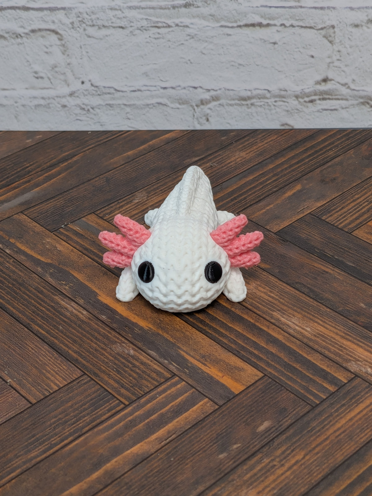 Faux Crochet Axolotl Fidget Toy 3D Printed Knit Texture Articulated Desk Pet
