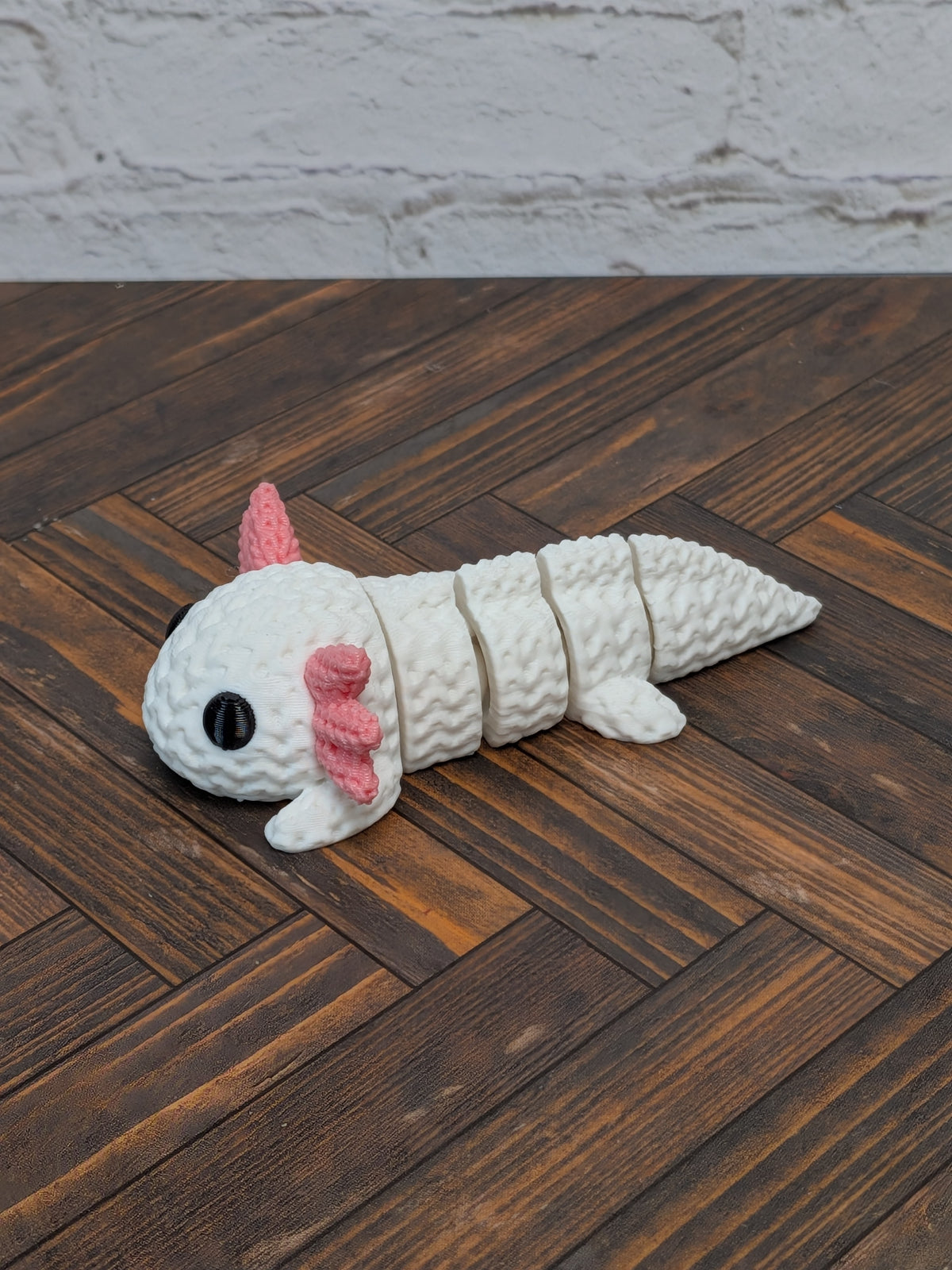 Faux Crochet Axolotl Fidget Toy 3D Printed Knit Texture Articulated Desk Pet
