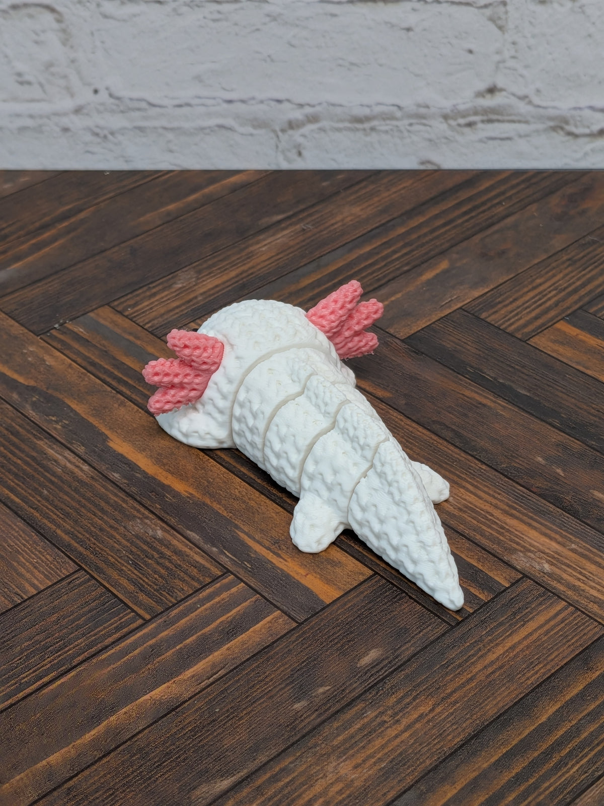 Faux Crochet Axolotl Fidget Toy 3D Printed Knit Texture Articulated Desk Pet