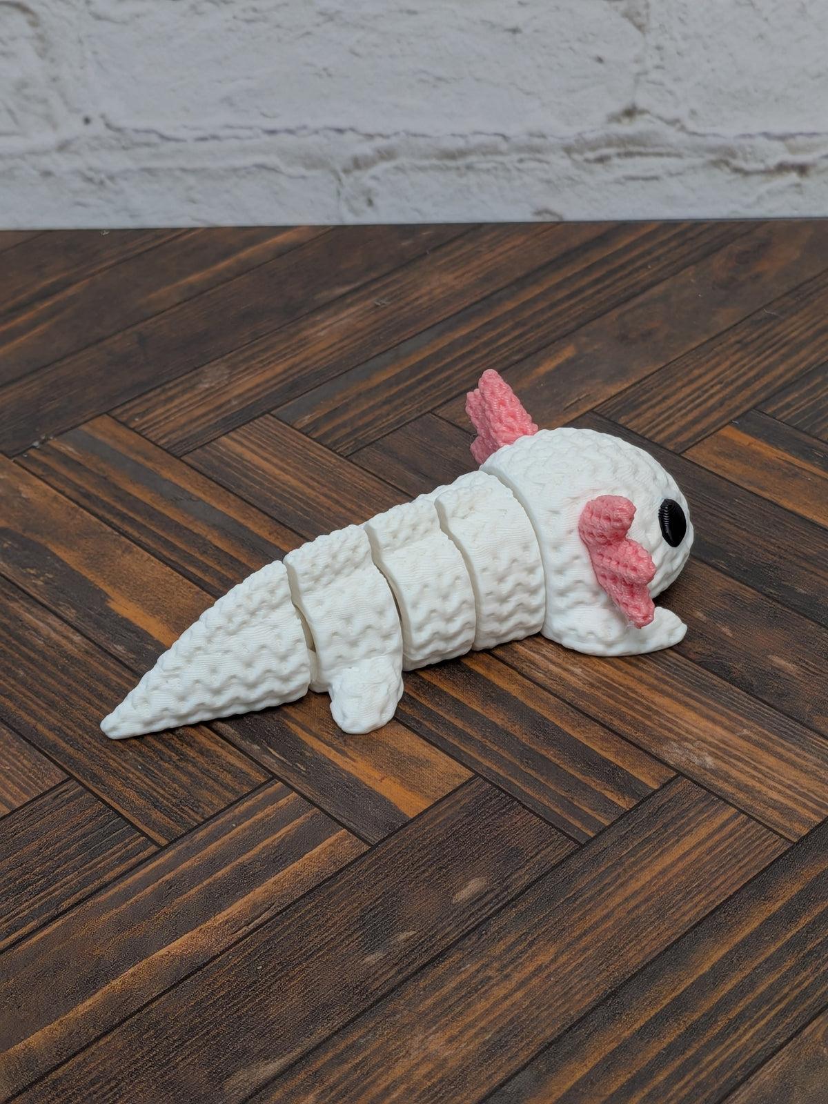 Faux Crochet Axolotl Fidget Toy 3D Printed Knit Texture Articulated Desk Pet