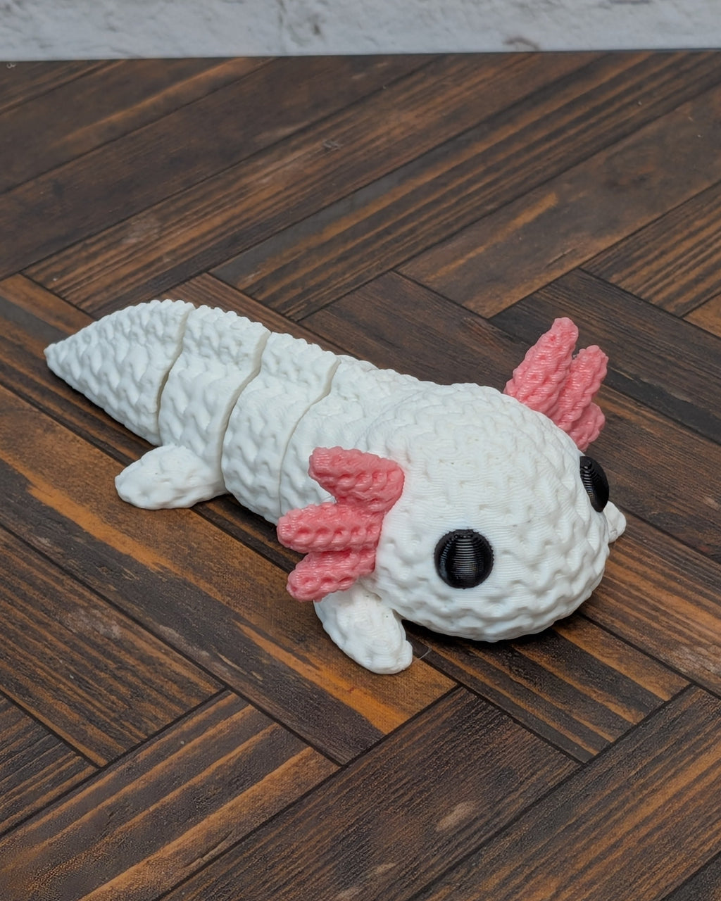 Faux Crochet Axolotl Fidget Toy 3D Printed Knit Texture Articulated Desk Pet