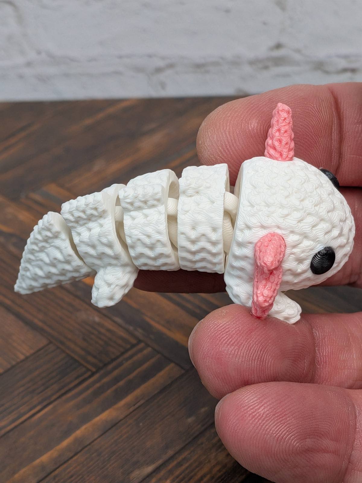 Faux Crochet Axolotl Fidget Toy 3D Printed Knit Texture Articulated Desk Pet