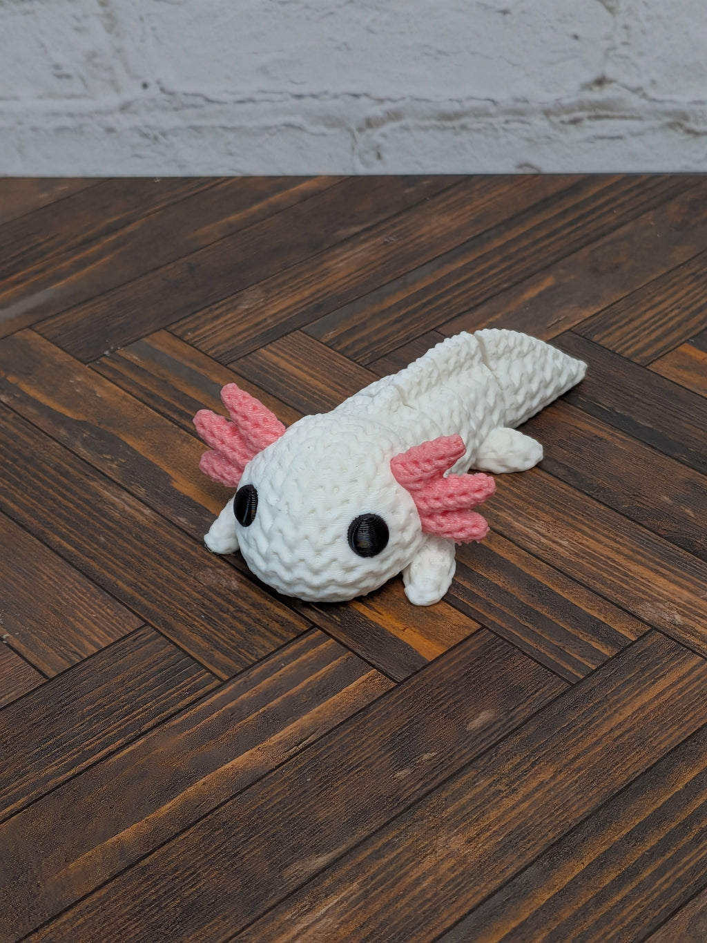 Faux Crochet Axolotl Fidget Toy 3D Printed Knit Texture Articulated Desk Pet