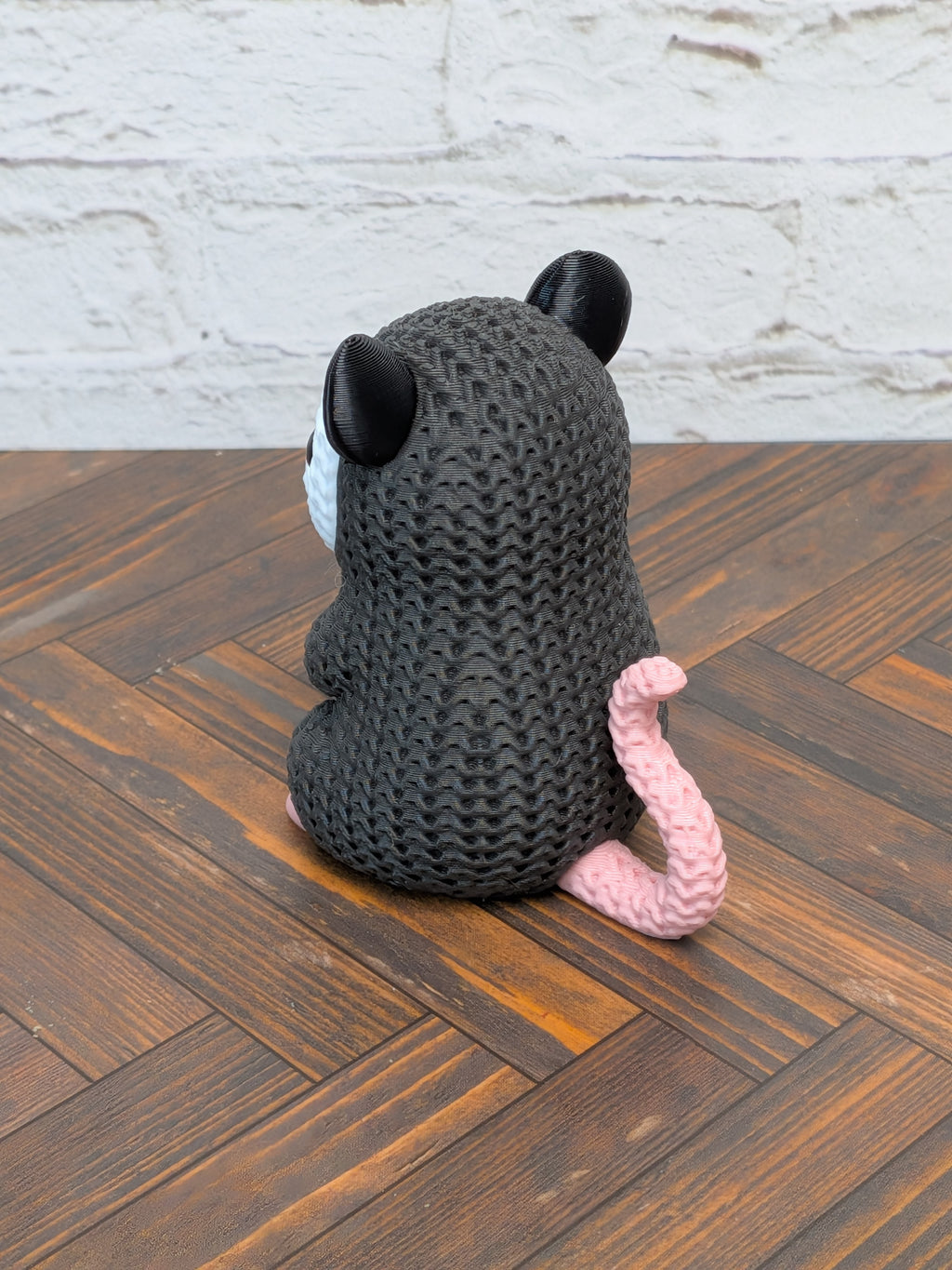 Faux Crochet Opossum Figurine 3D Printed Knit Texture Possum Desk Pet Decor