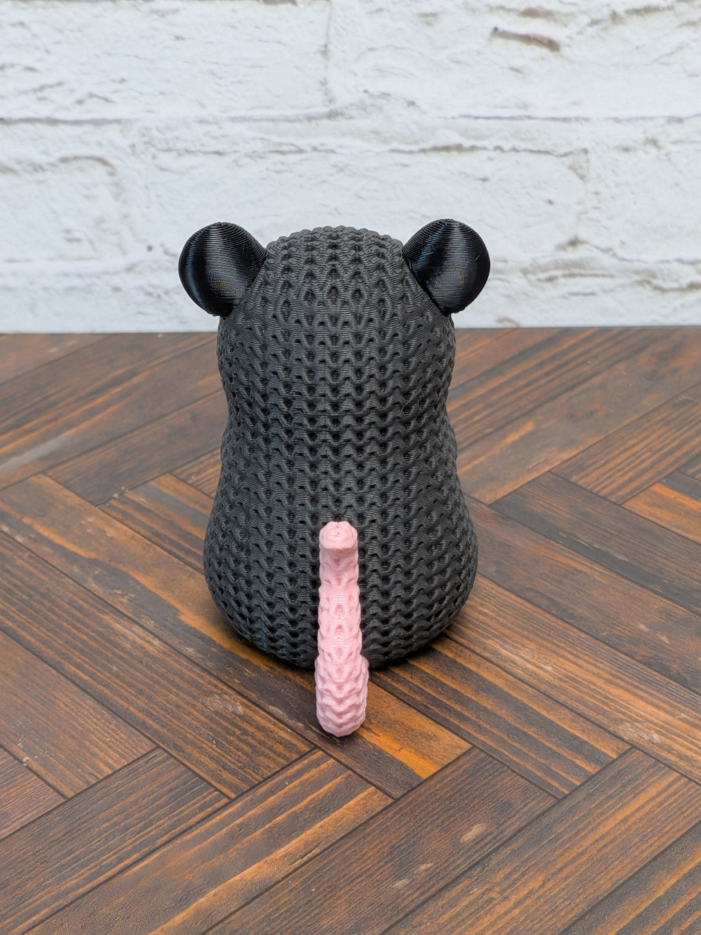 Faux Crochet Opossum Figurine 3D Printed Knit Texture Possum Desk Pet Decor
