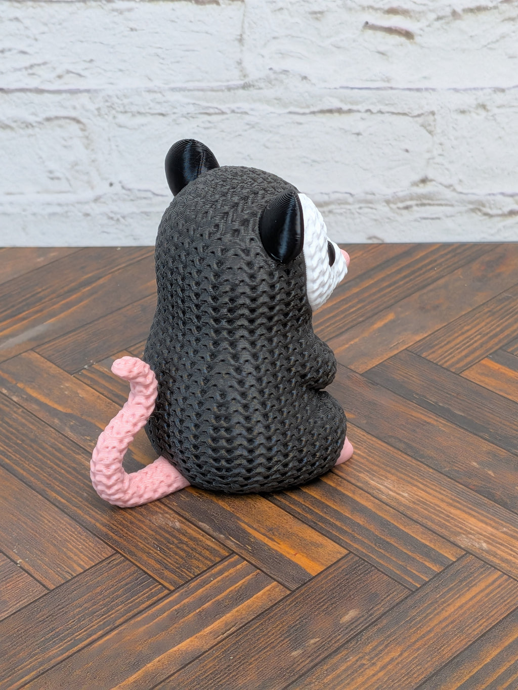 Faux Crochet Opossum Figurine 3D Printed Knit Texture Possum Desk Pet Decor