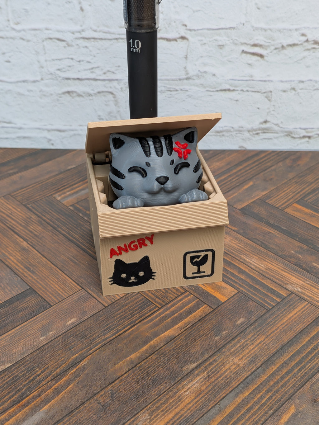 Cat Box Pop-Up Pen Holder Interactive Pop Up Kitty Box Desk Organizer