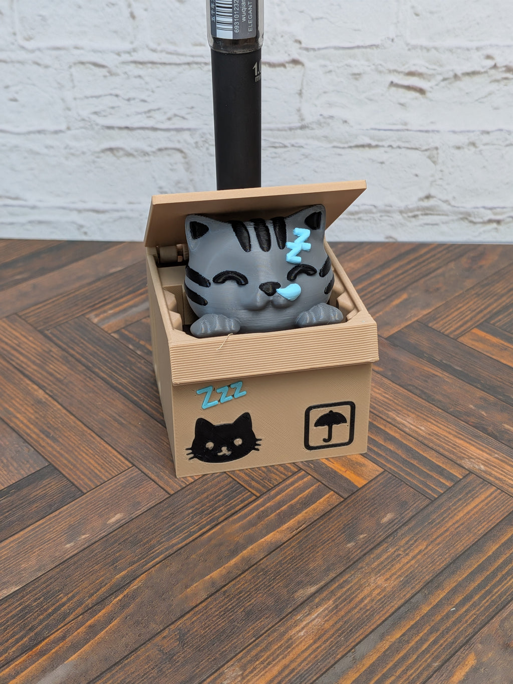 Cat Box Pop-Up Pen Holder Interactive Pop Up Kitty Box Desk Organizer