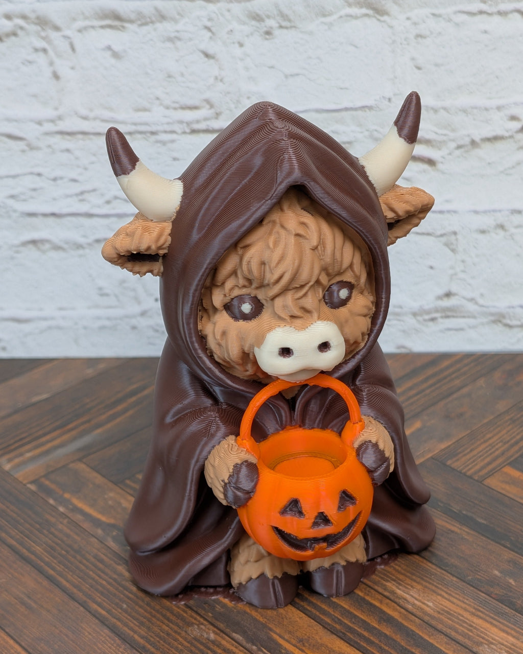 Cloaked Highland Cow Figurine Udderly Dead Series 3D Printed Halloween Desk Decor