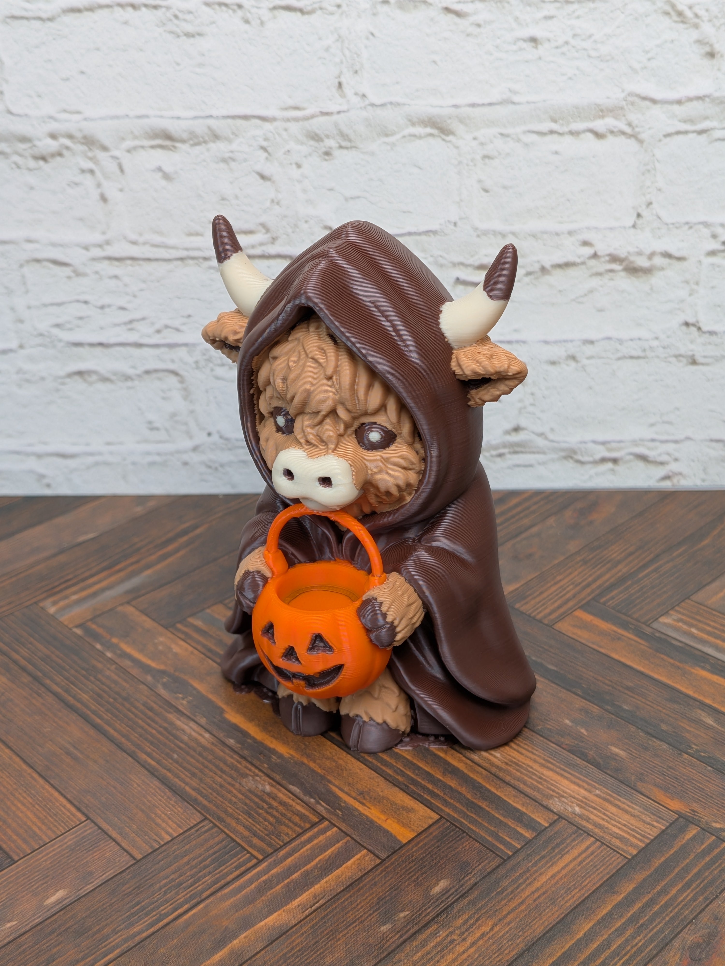 Cloaked Highland Cow Figurine Udderly Dead Series 3D Printed Halloween Desk Decor