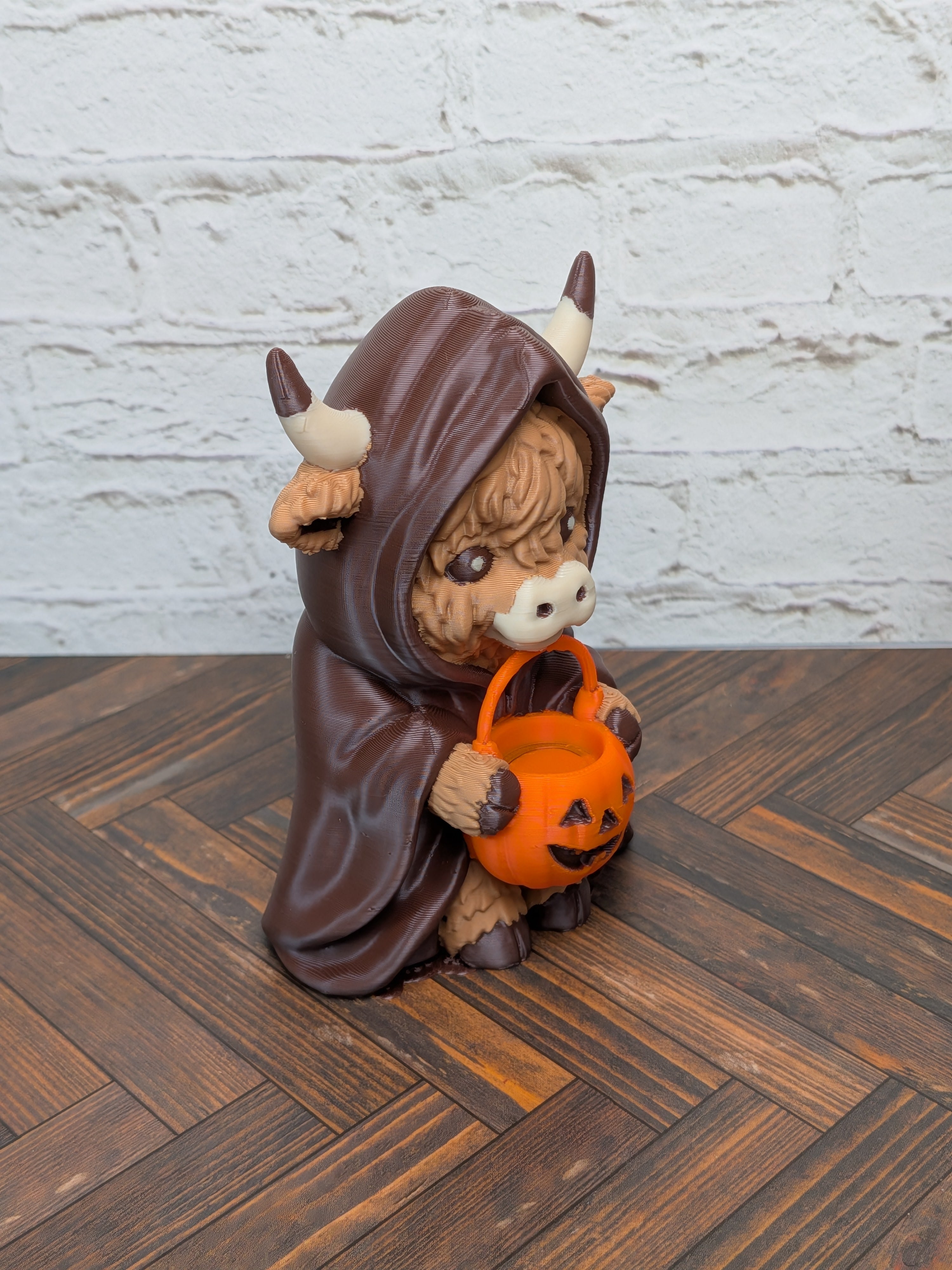 Cloaked Highland Cow Figurine Udderly Dead Series 3D Printed Halloween Desk Decor