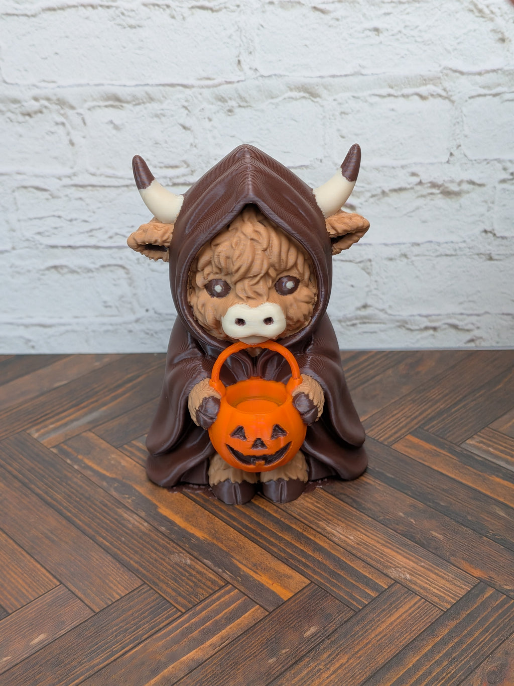 Cloaked Highland Cow Figurine Udderly Dead Series 3D Printed Halloween Desk Decor