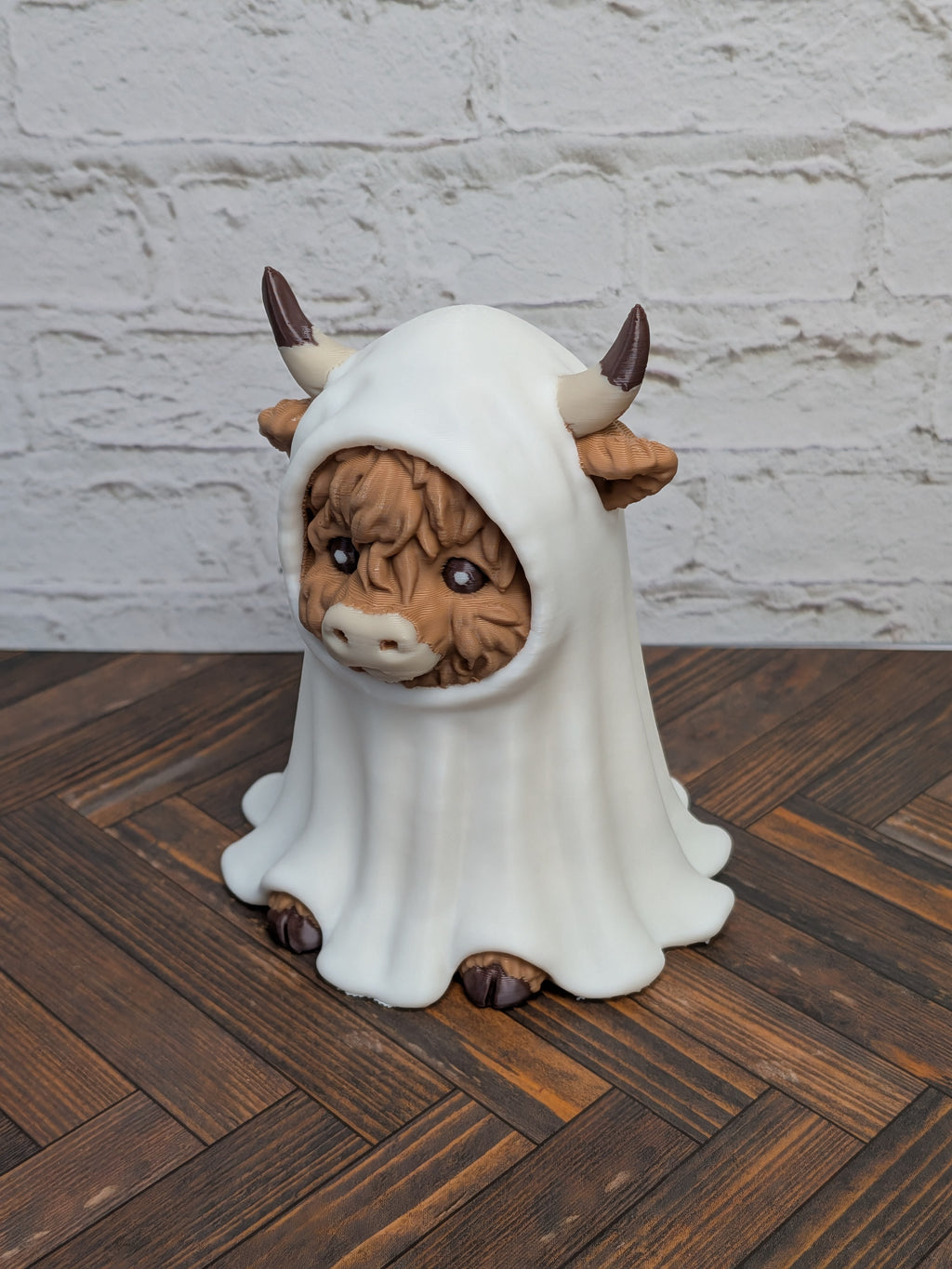 Udderly Dead Highland Cow Figurines 3D Printed Halloween Ghost Mummy Reaper Desk Decor