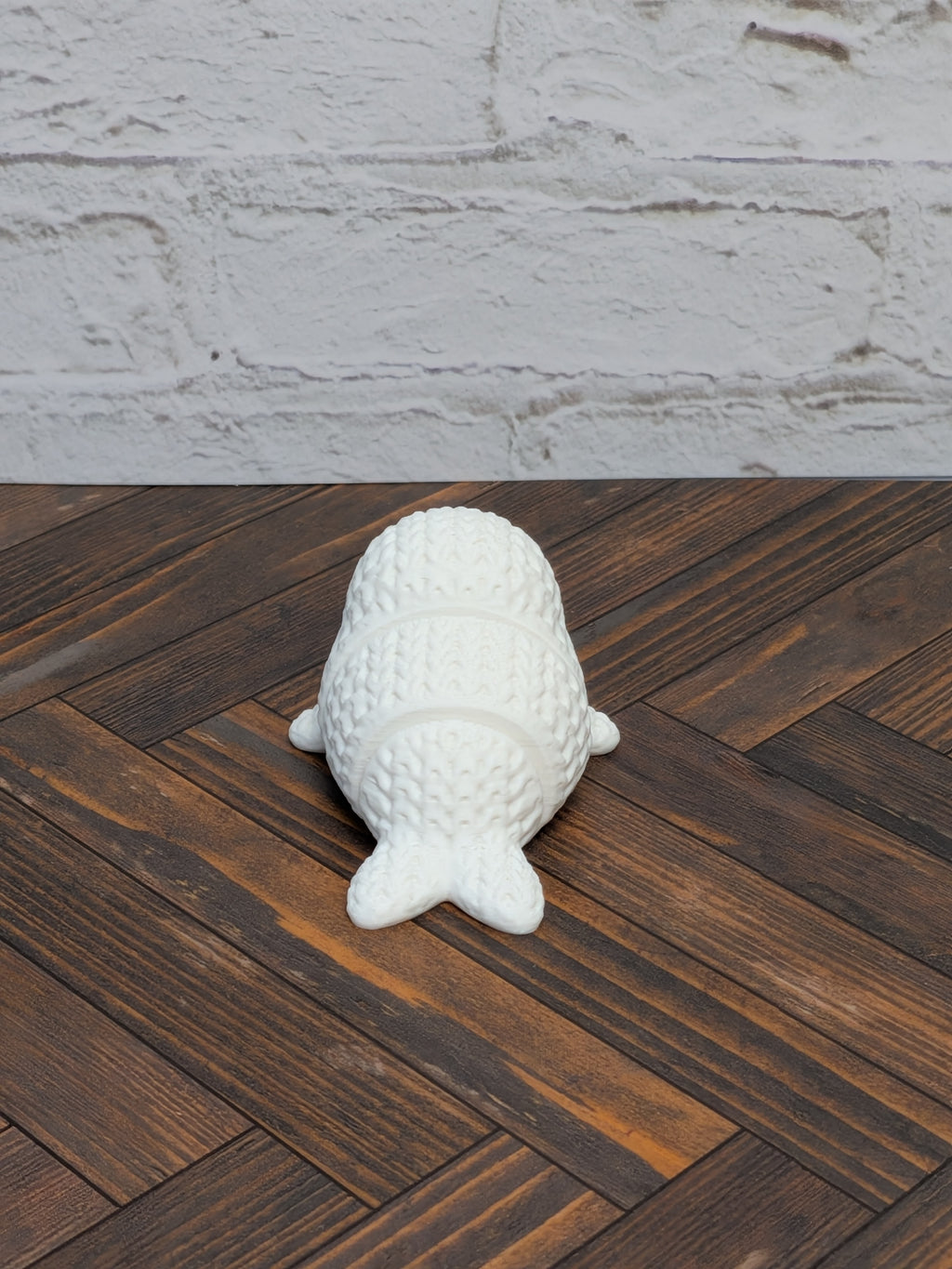 Faux Crochet Seal Pup Fidget Toy 3D Printed Knit Texture Articulated Desk Pet