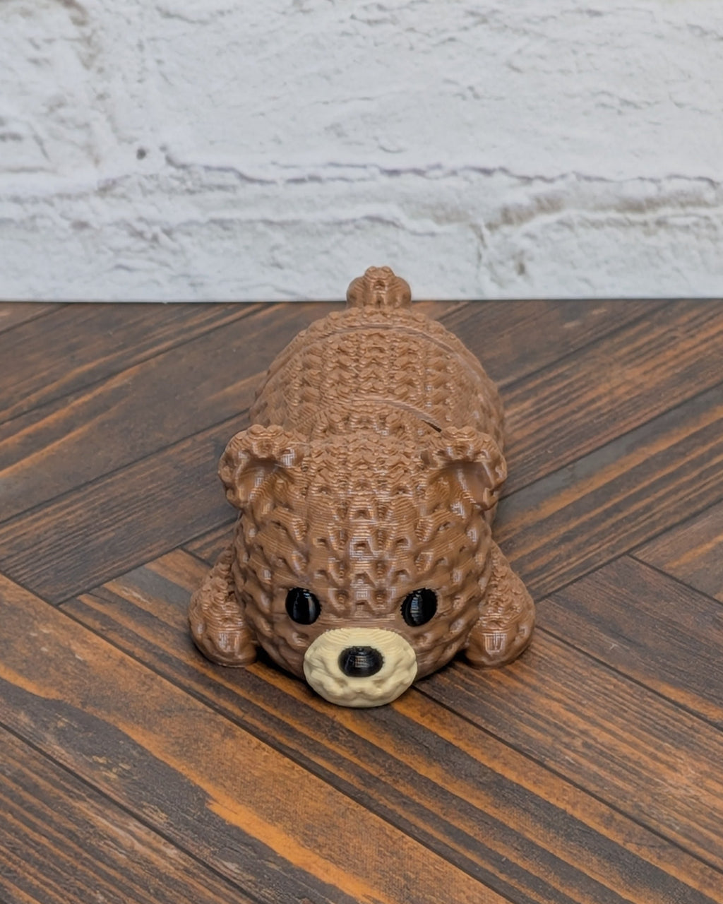 Faux Crochet Bear Fidget Toy 3D Printed Knit Texture Articulated Desk Pet