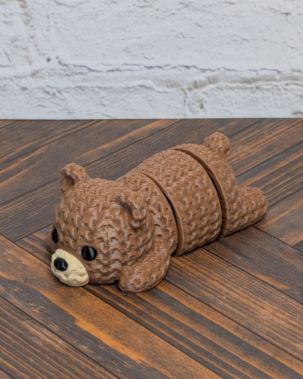 Faux Crochet Bear Fidget Toy 3D Printed Knit Texture Articulated Desk Pet