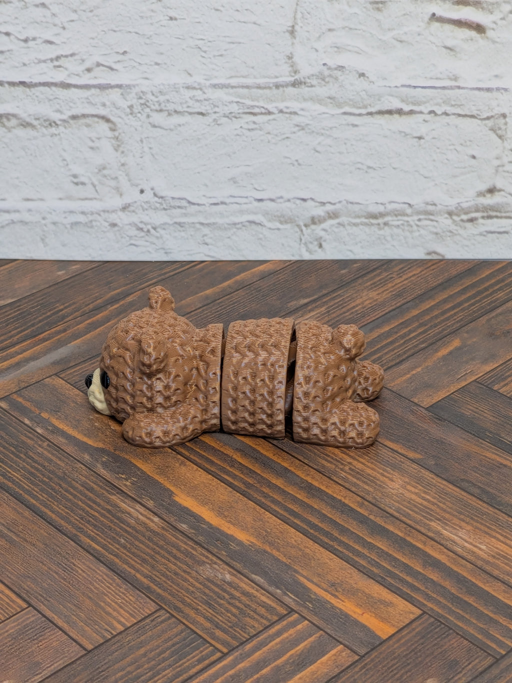 Faux Crochet Bear Fidget Toy 3D Printed Knit Texture Articulated Desk Pet