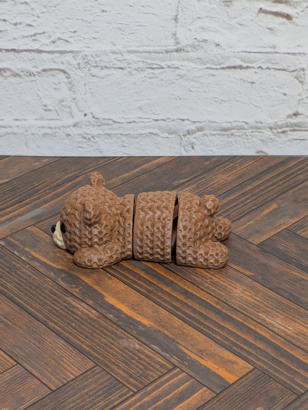 Faux Crochet Bear Fidget Toy 3D Printed Knit Texture Articulated Desk Pet
